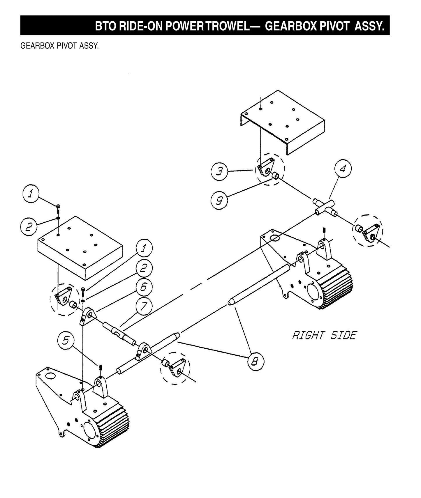 BTO Ride-On Power Trowel-Gearbox Pivot Assembly