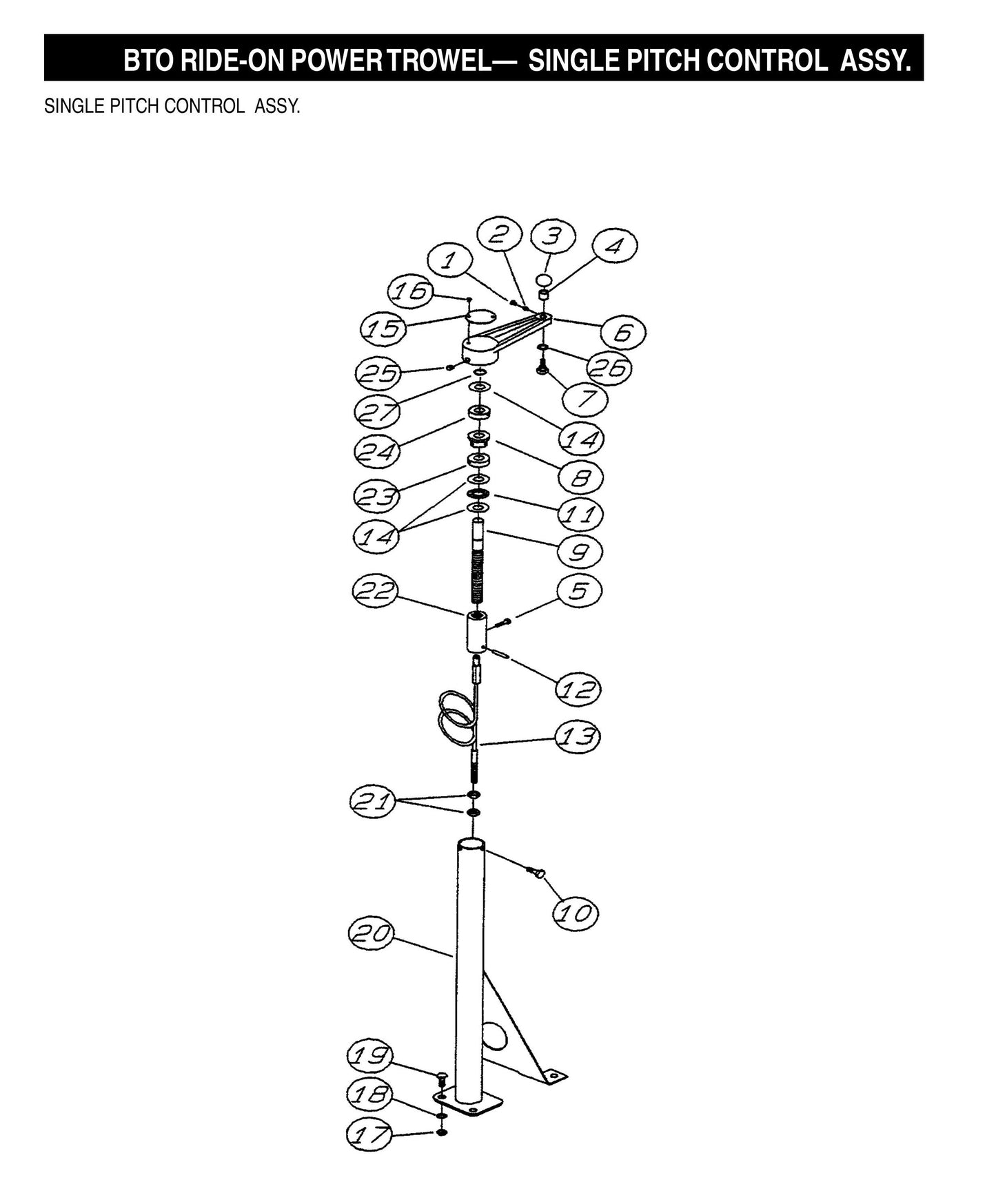 BTO Ride-On Power Trowel-Single Pitch Control Assembly