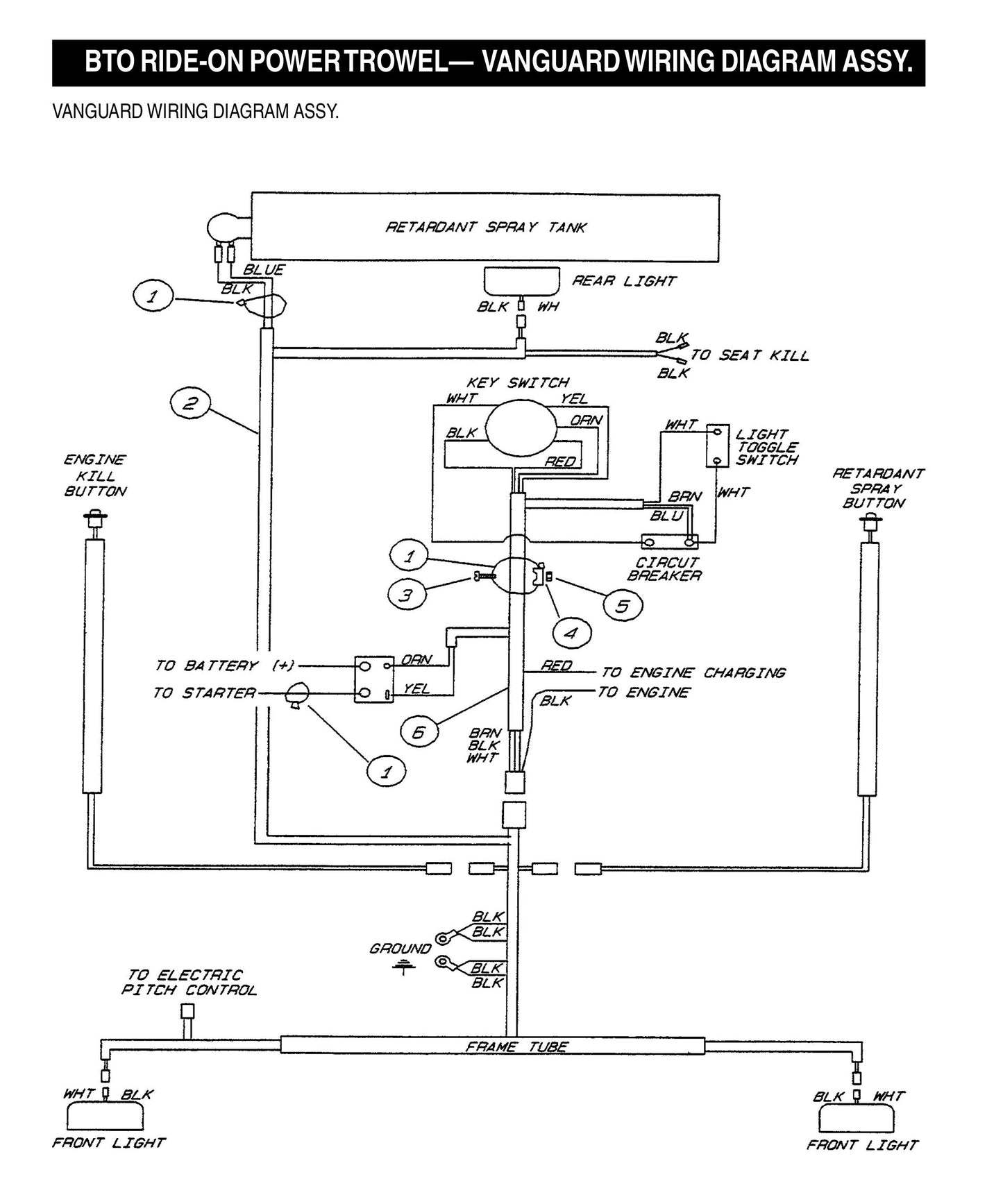 BTO Ride-On Power Trowel-Vanguard Wiring Diagram Assembly