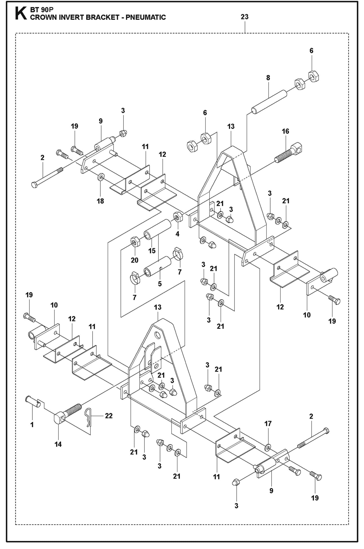BT 90P Crown Invert Bracket Pneumatic For BT 90 P Truss Screed By Husqvarna