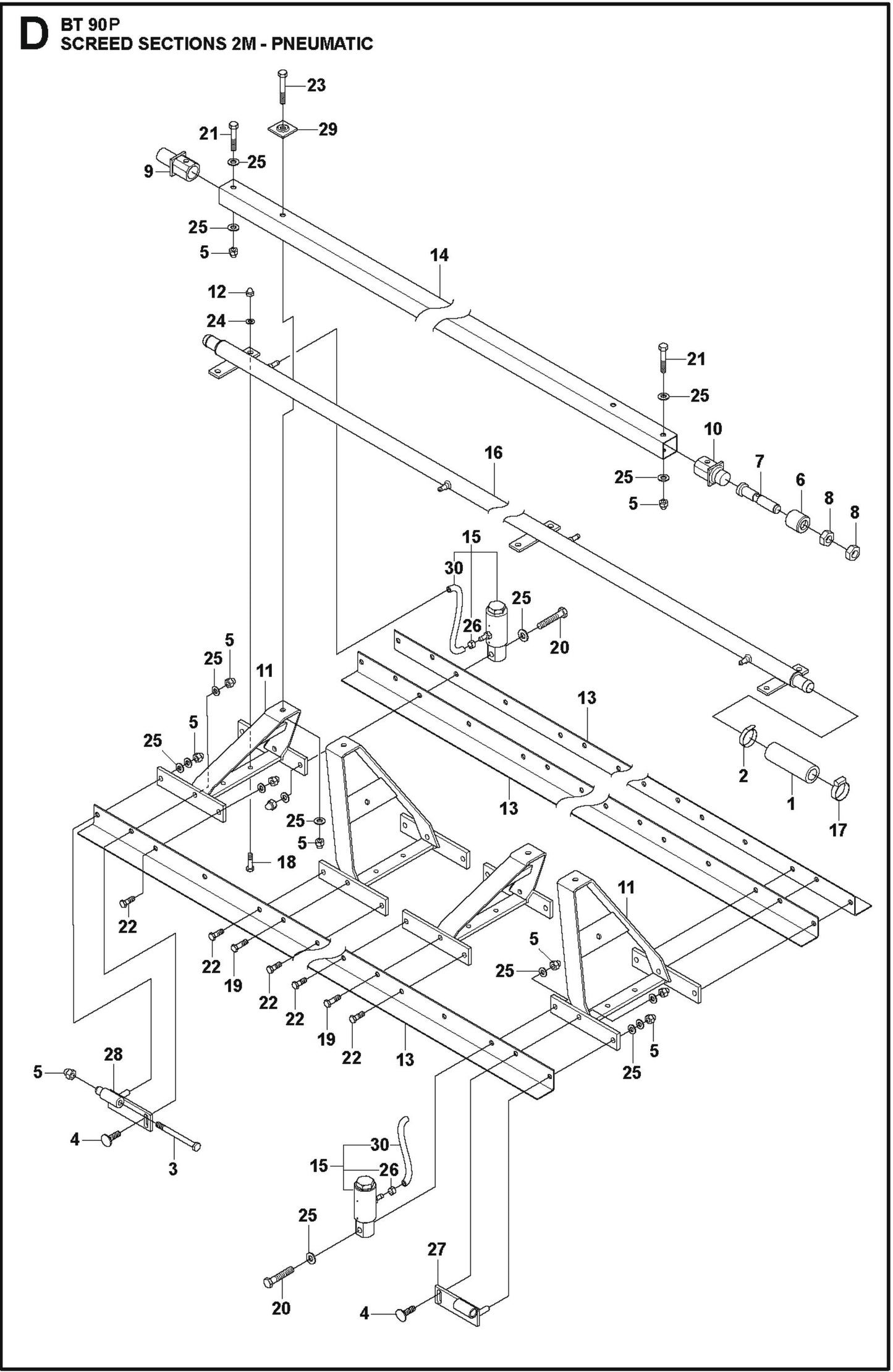 BT 90P Screed Sections 2M For BT 90 P Truss Screed By Husqvarna