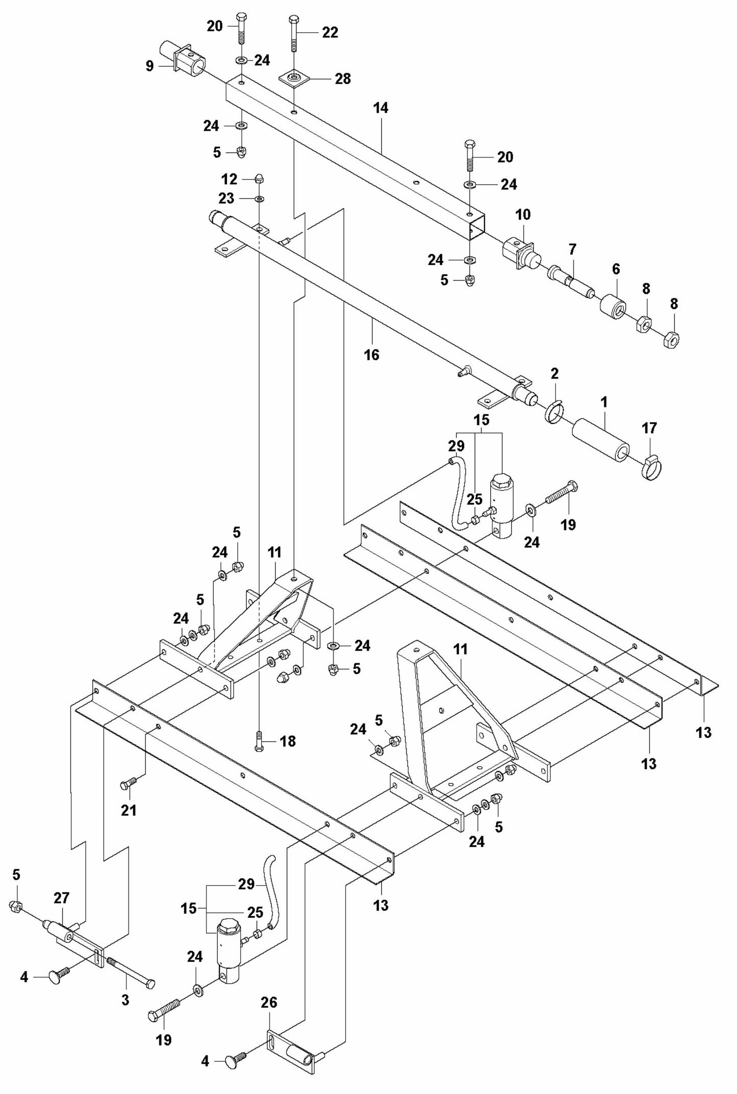 BT 90P Screed Sections 1M-Pneumatic Assembly Parts