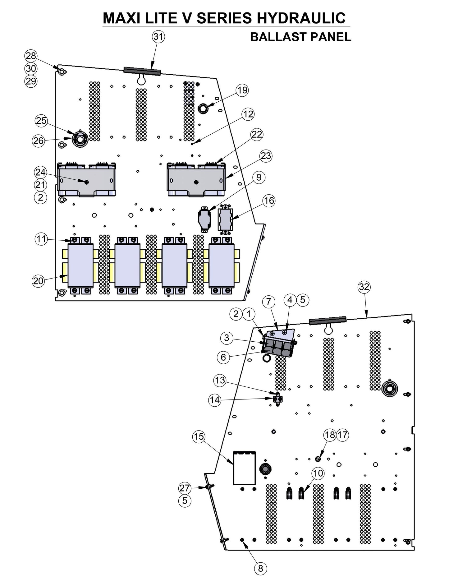 V-Series Maxi-Lite 7.5-8KW-Ballast Panel Parts By Allmand