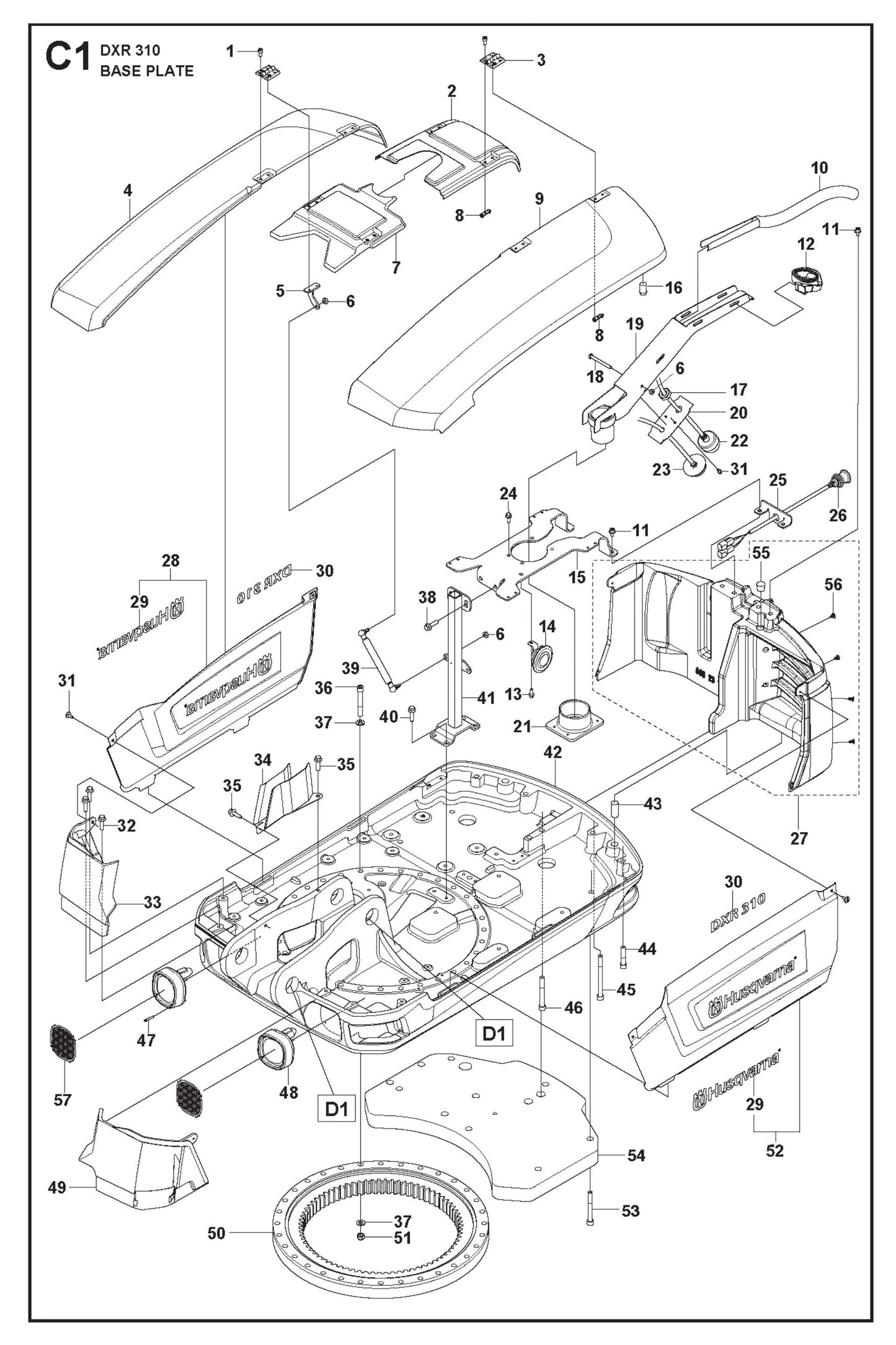 Base Plate Parts for DXR 310 By Husqvarna