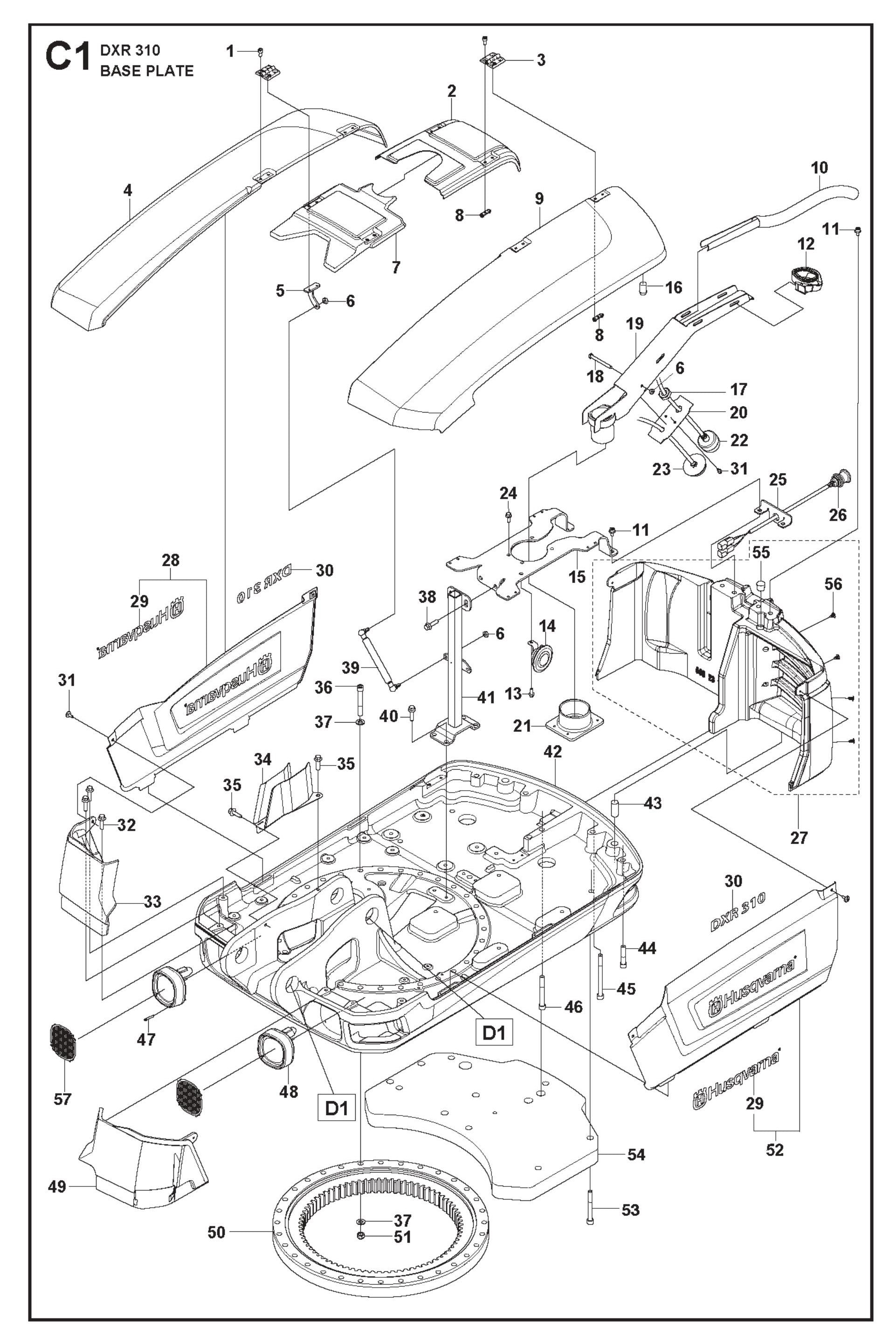 Base Plate Parts for DXR 310 By Husqvarna