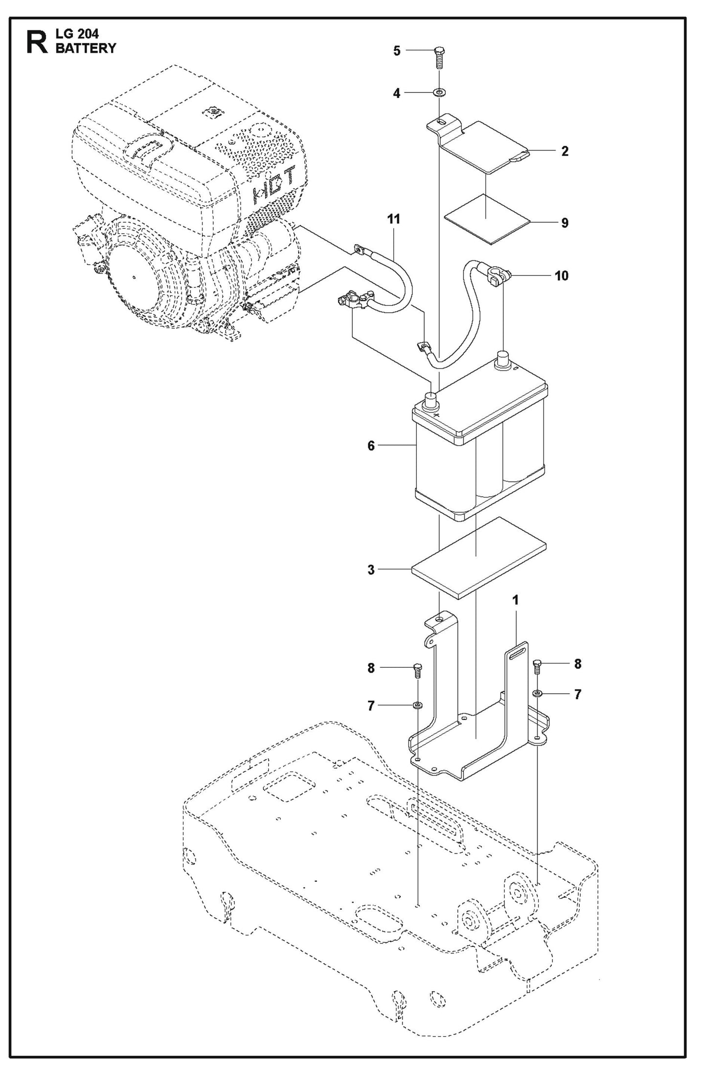 Battery Parts For LG 204 Petrol By Husqvarna