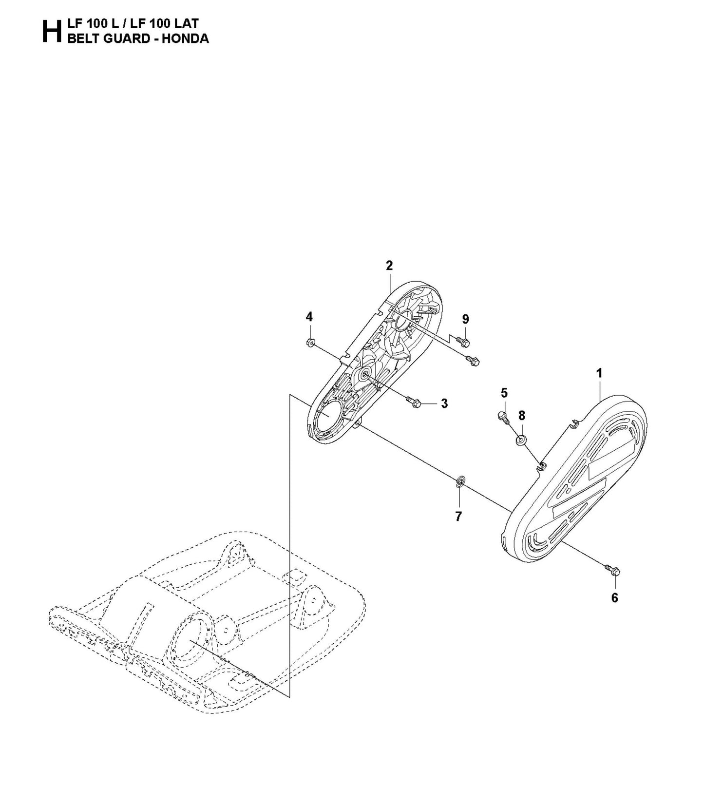 Belt Guard-Honda Parts For LF 100 L Diesel By Husqvarna