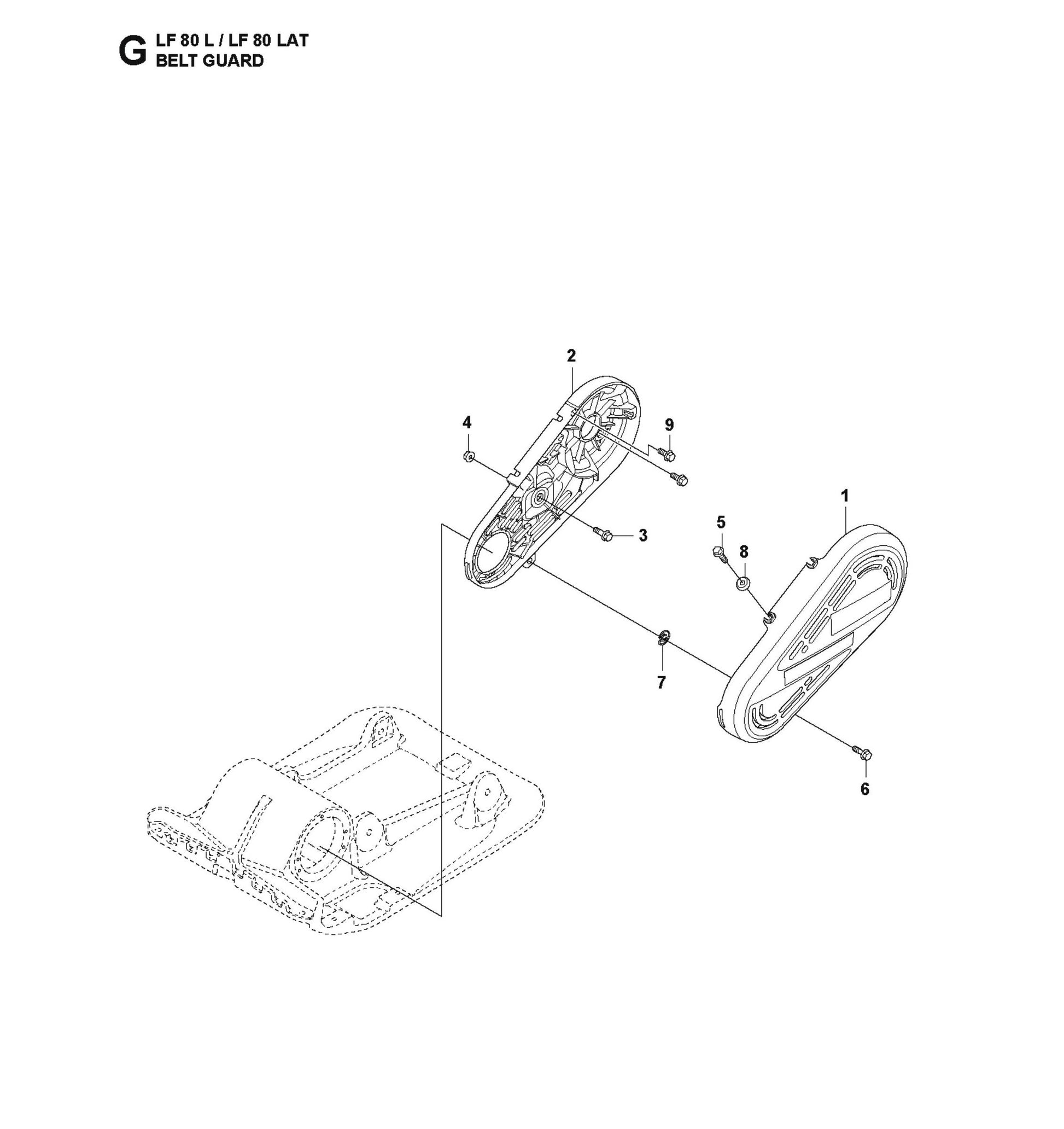 Belt Guard Parts For LF 80 L By Husqvarna