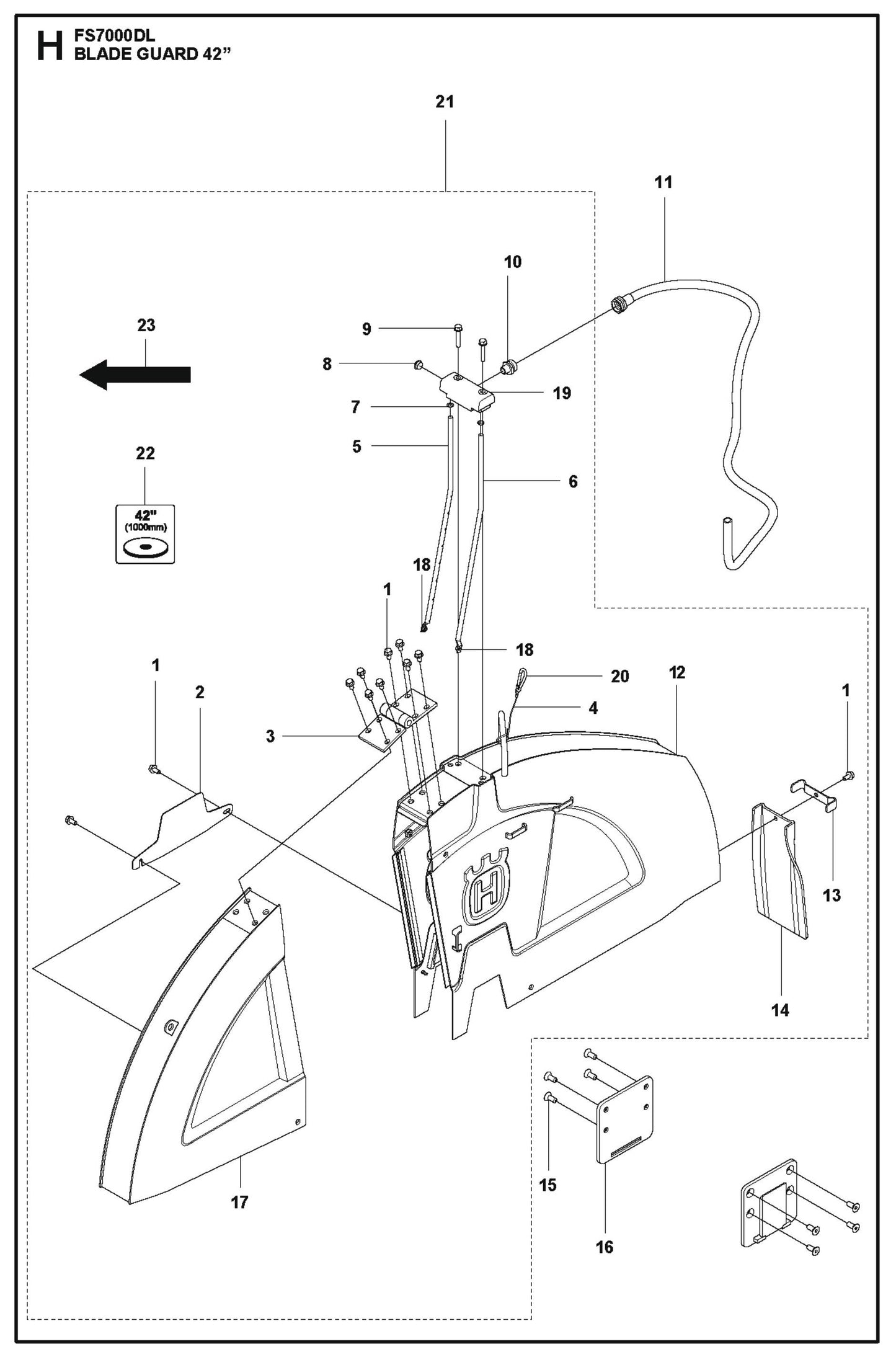 Blade Guard 42 Parts for FS7000 DL By Husqvarna