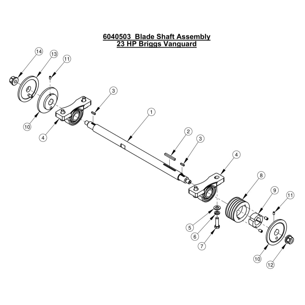 CC1800XL Blade Shaft Assembly 23 HP Briggs Vanguard