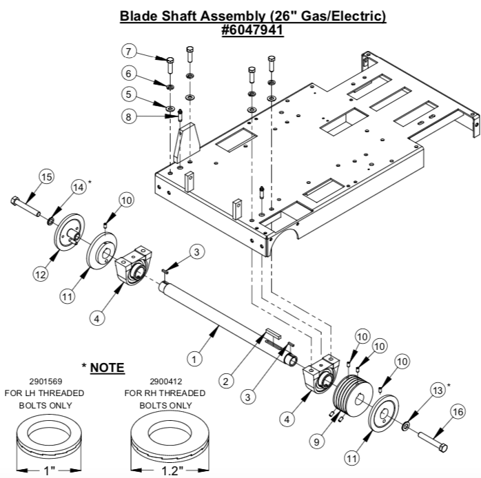 CC2500 Blade Shaft Assembly (26" Gas/Electric)