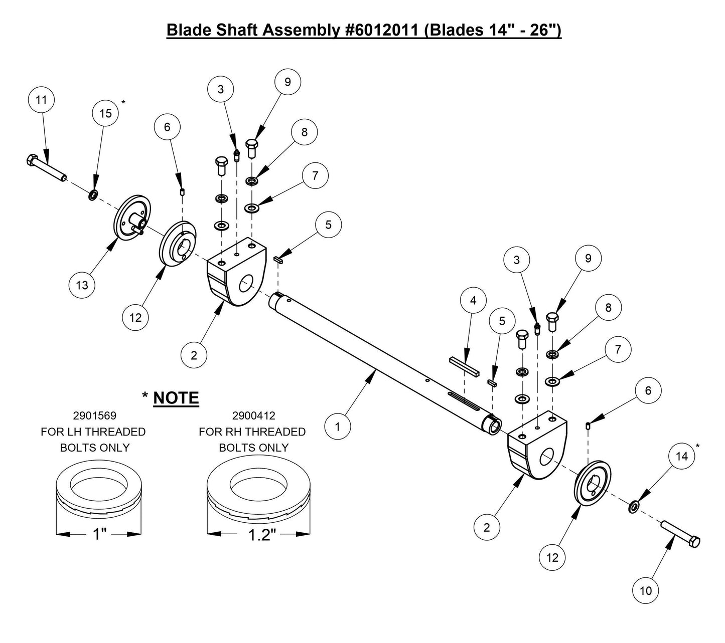 CC3700E Blade Shaft Assembly (Blades 14''-26'')