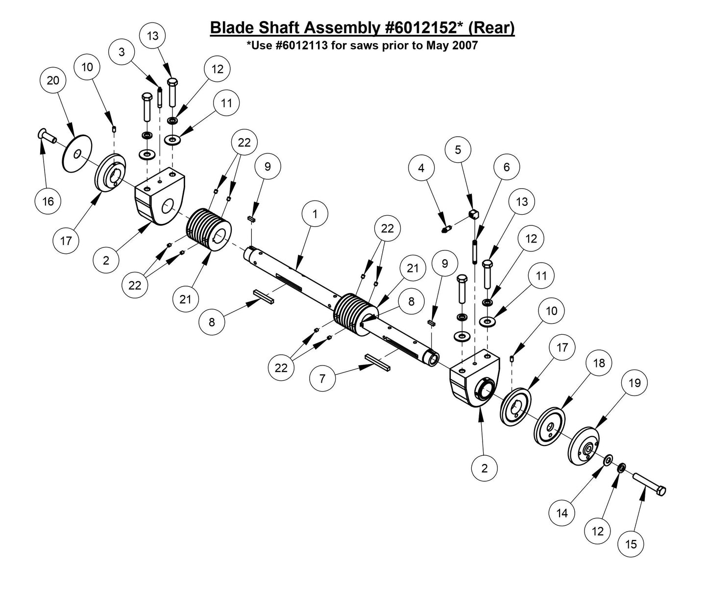 CC3700TE Blade Shaft Assembly (Rear)