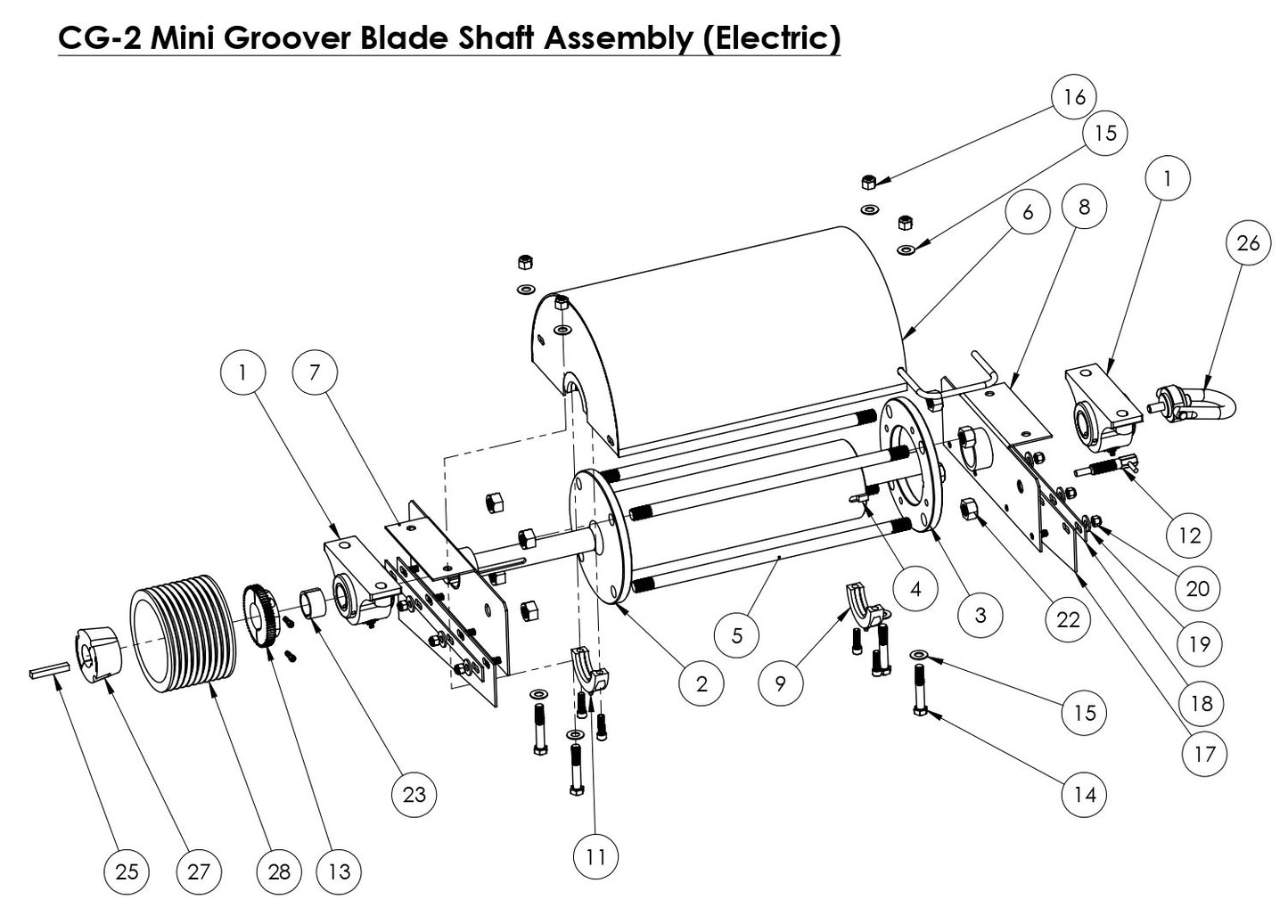 CG-2 (Electric) Mini Groover Blade Shaft Assembly