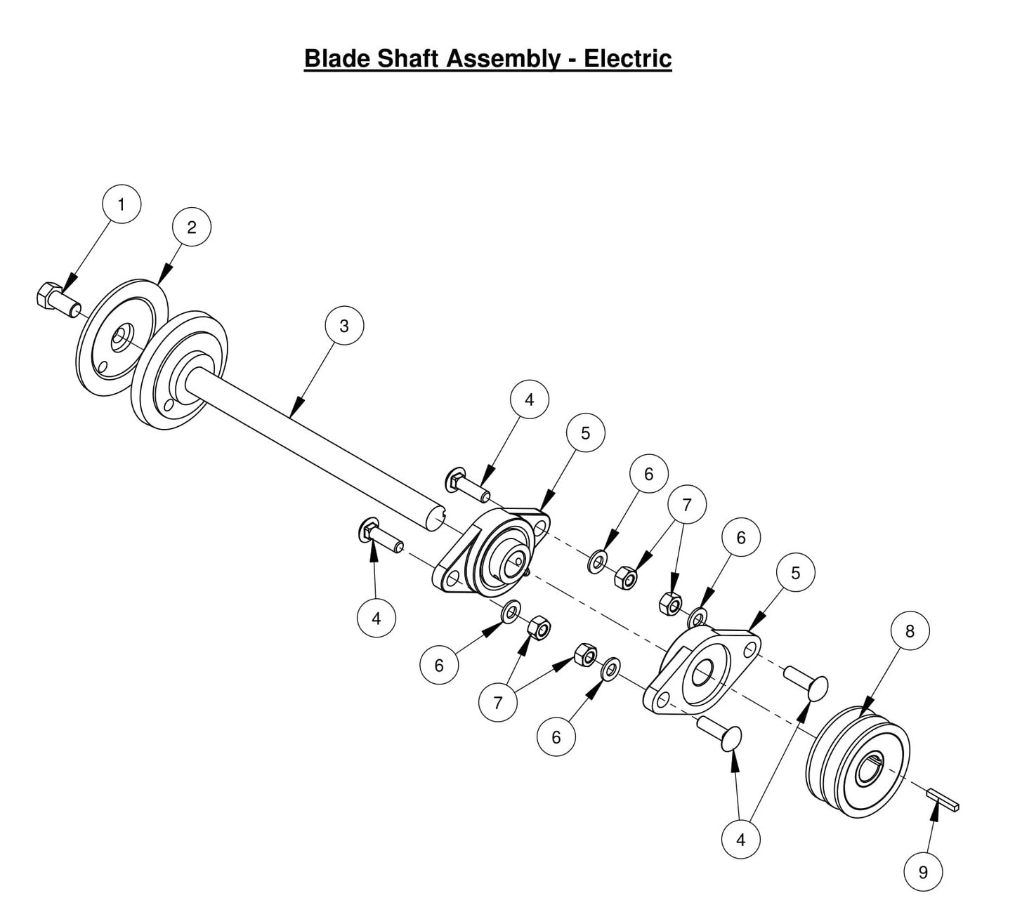 CC500MXL2 Blade Shaft Assembly - Electric
