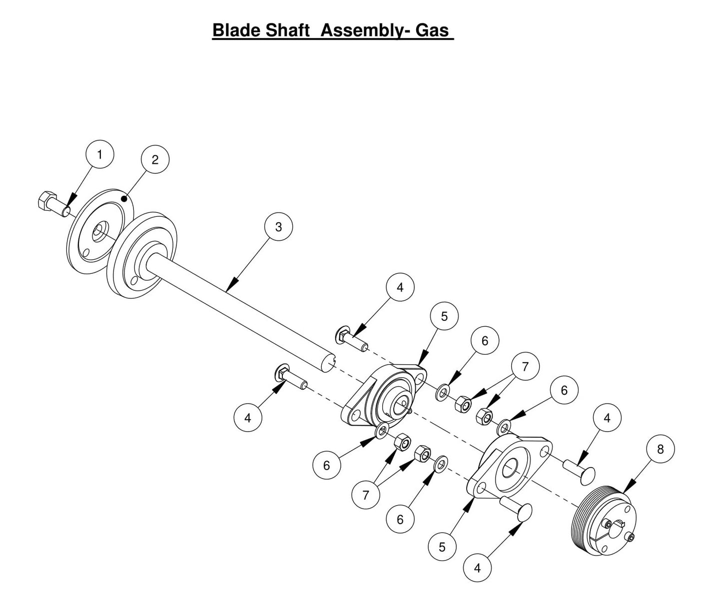 CC500MXL2 Blade Shaft Assembly - Gas