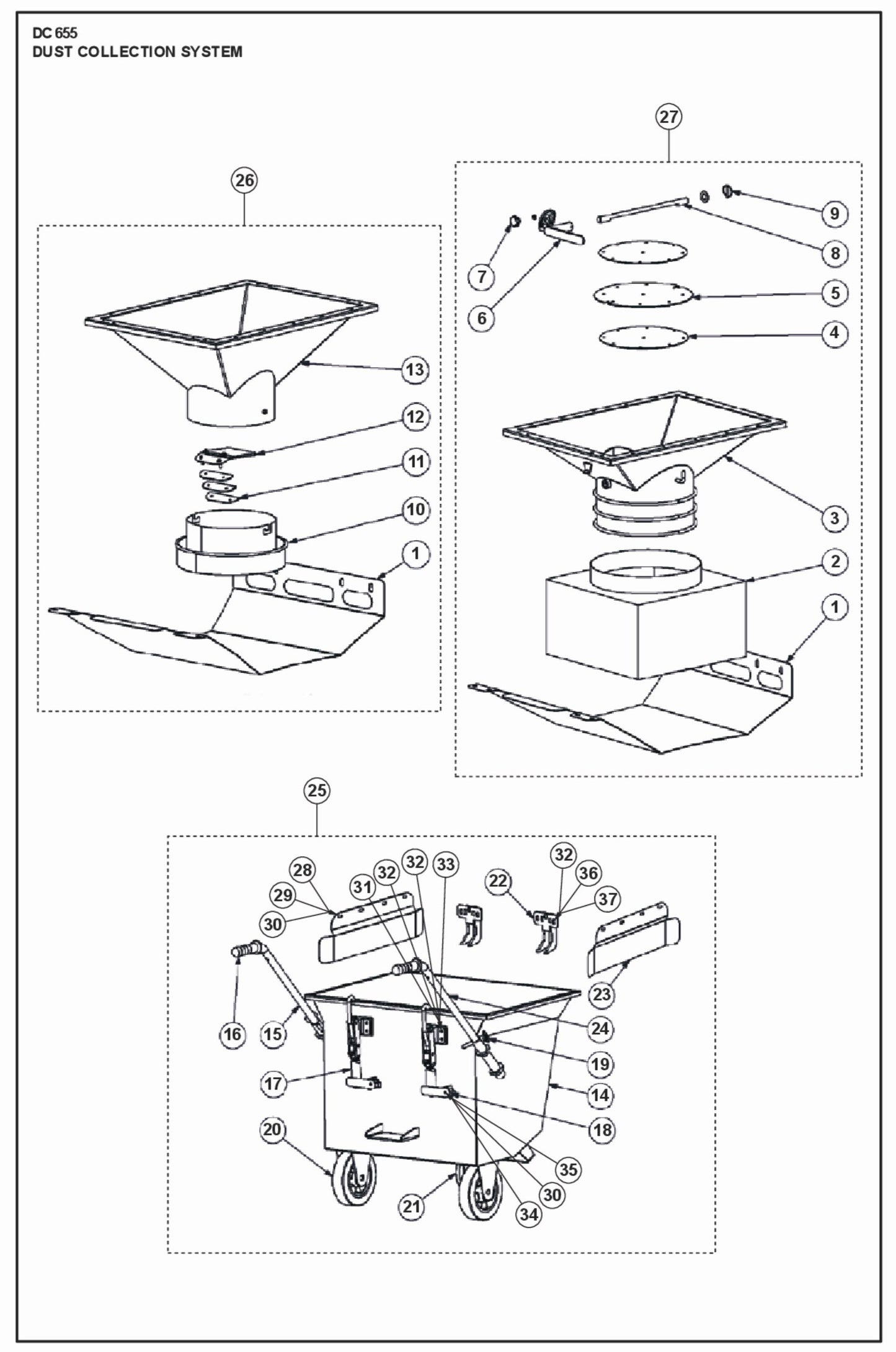 Dust Collection System Parts For Blastrac DC 655 By Husqvarna