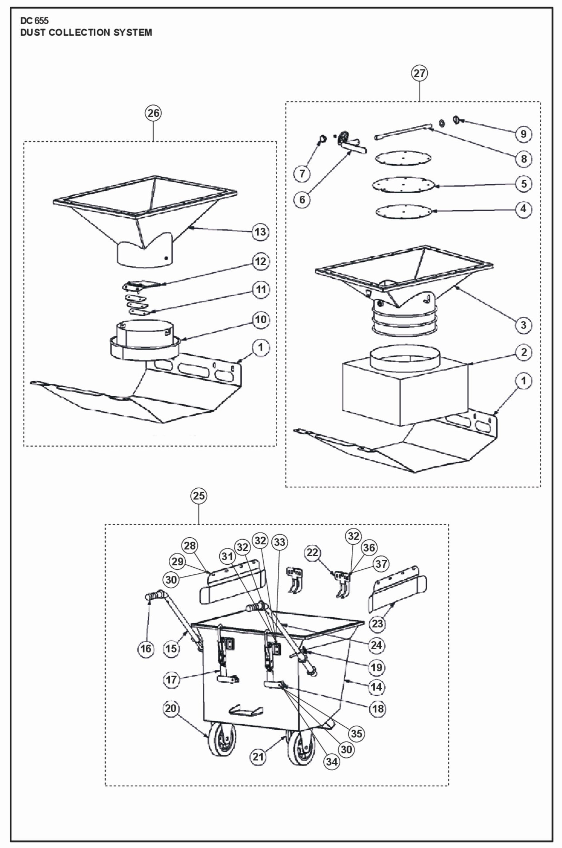 Dust Collection System Parts For Blastrac DC 655 By Husqvarna