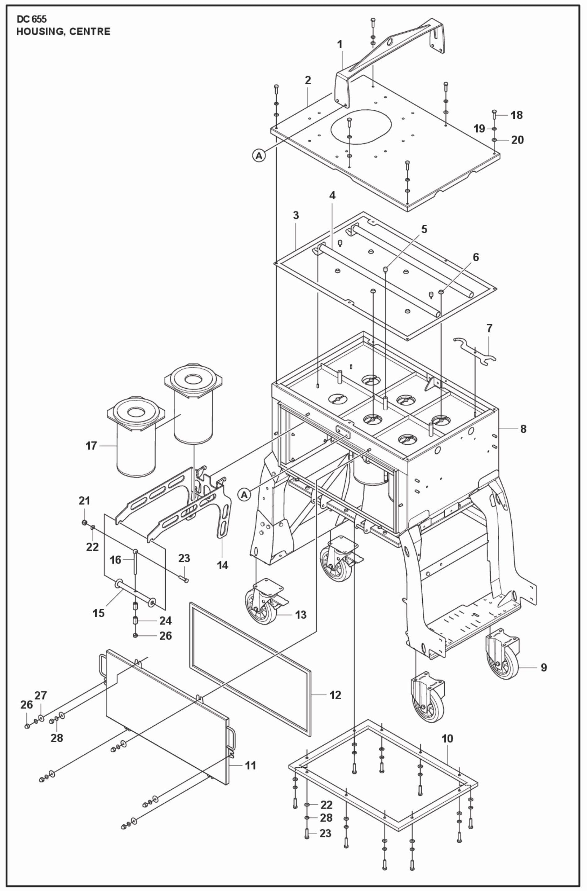Housing, Centre Parts For Blastrac DC 655 By Husqvarna