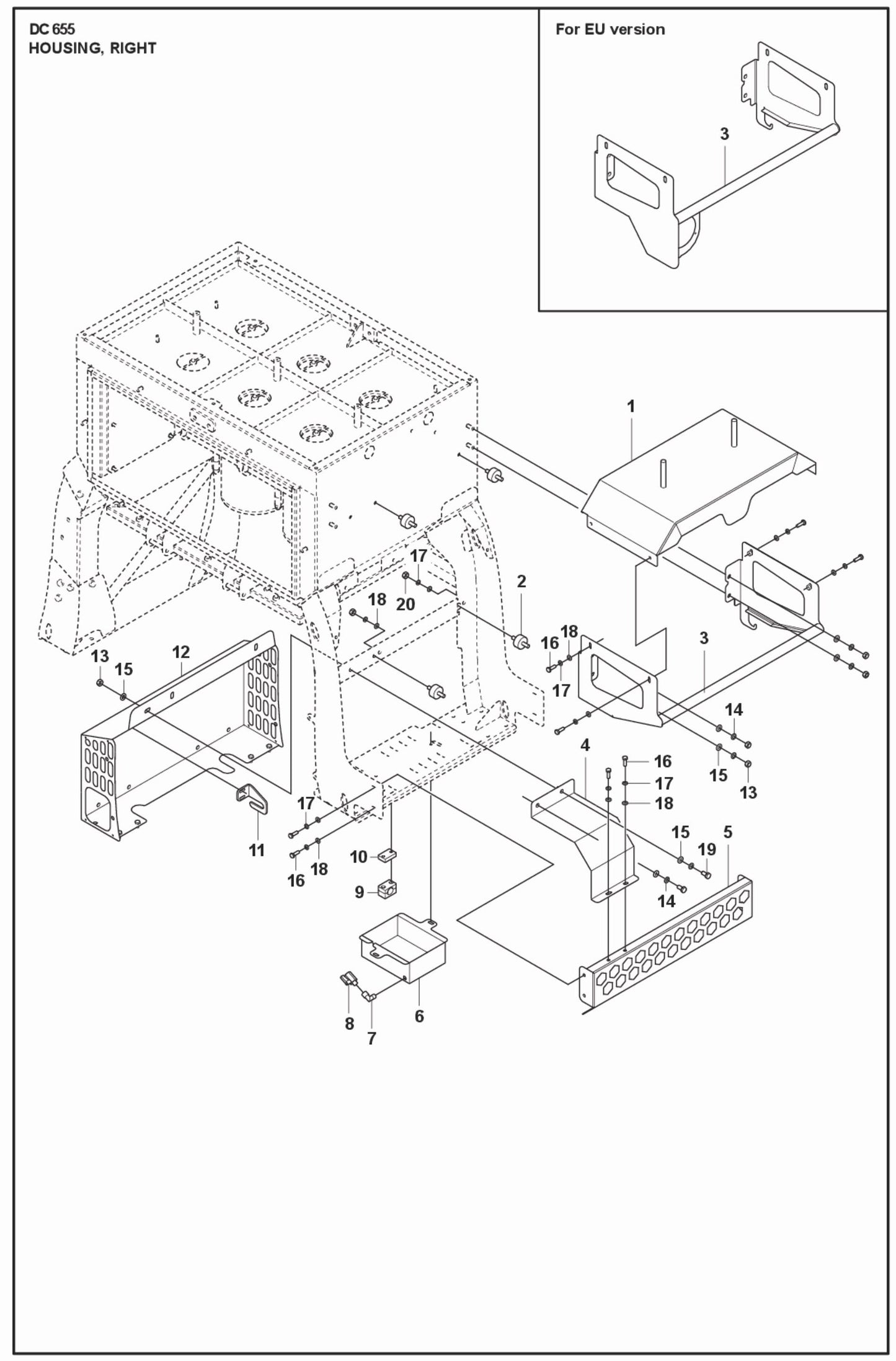 Housing, Right Parts For Blastrac DC 655 By Husqvarna