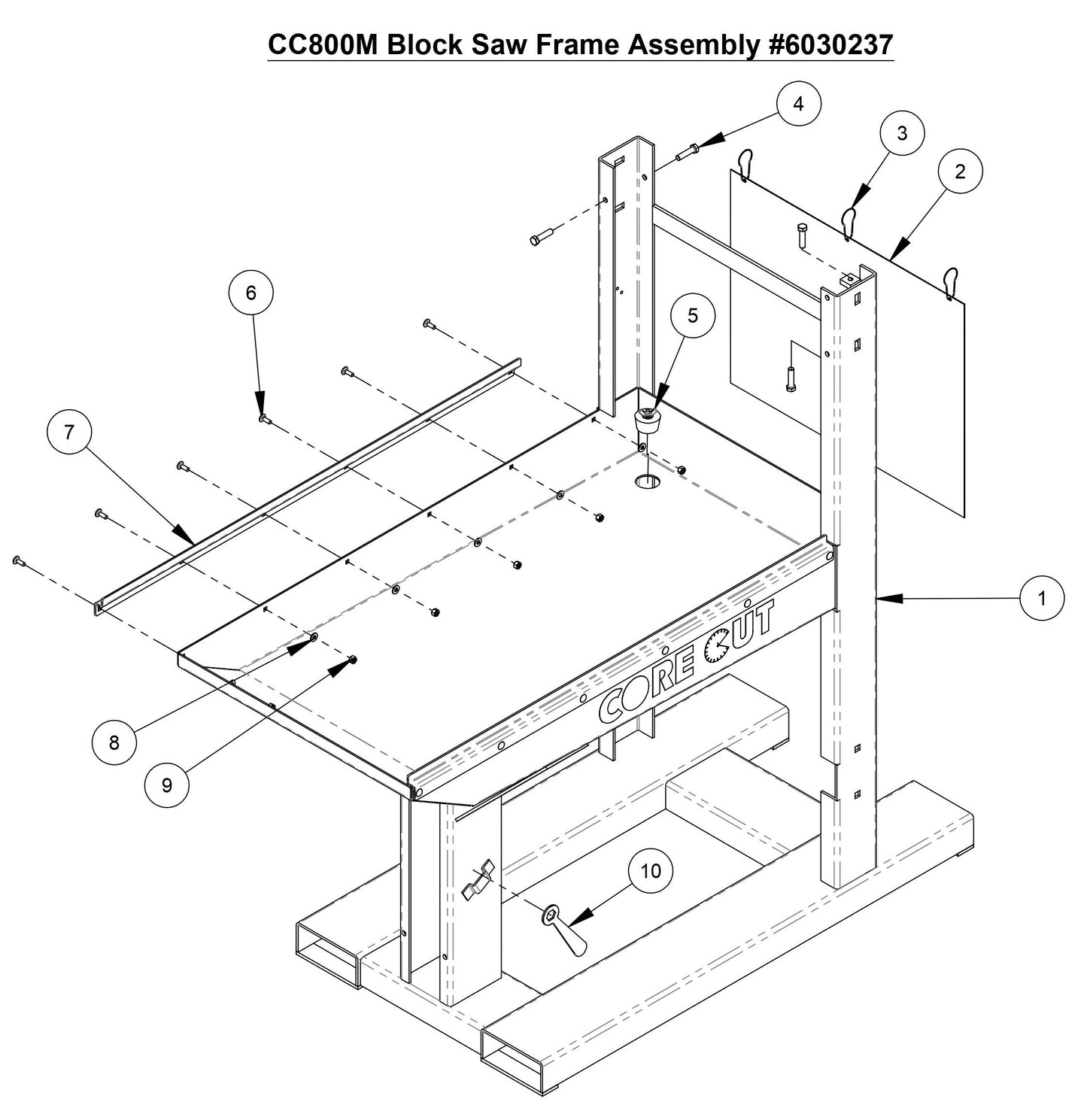 CC800M Block Saw Frame Assembly