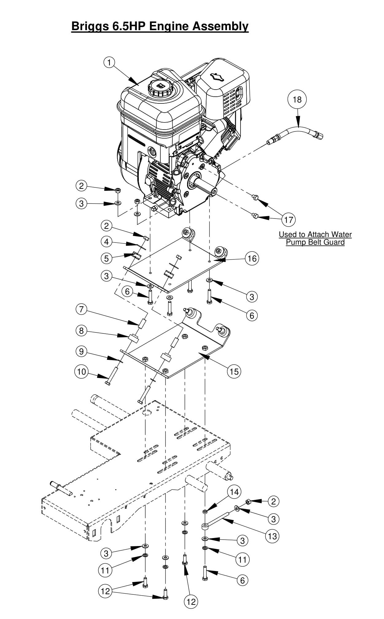 CC500 MXL2 Briggs 6.5HP Engine Assembly