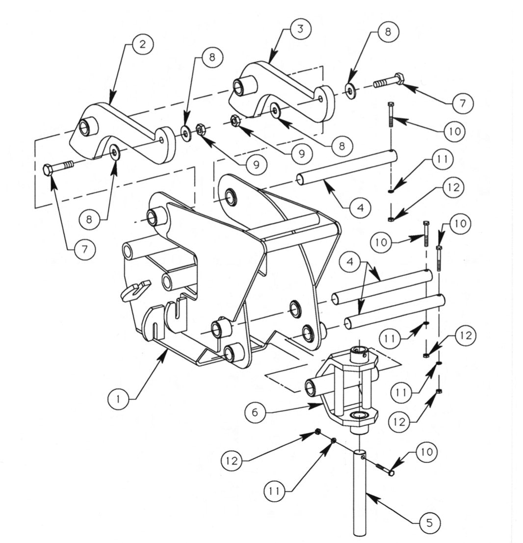 Bucket Mounting Clamp Assembly M471-12, M471-20, M553-12, And M553-20 Series DIG-R-TACH  Parts By General Equipment