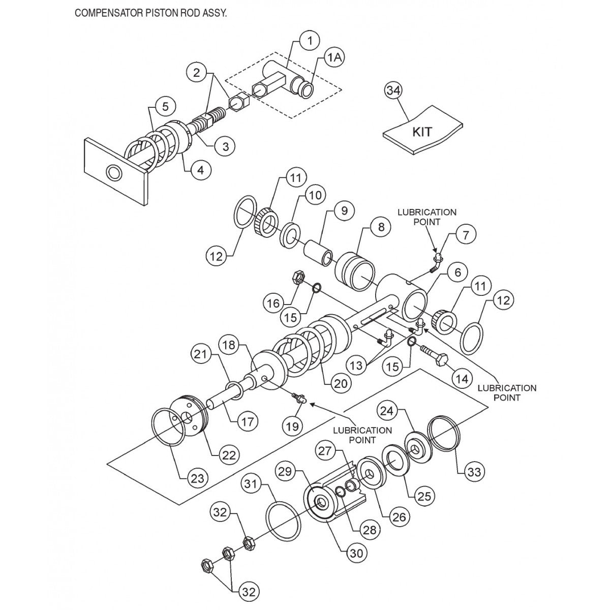 Compensator Piston Rod Assembly Parts-C-30HDNI PRECISION FUEL INJECTION S/N 240601