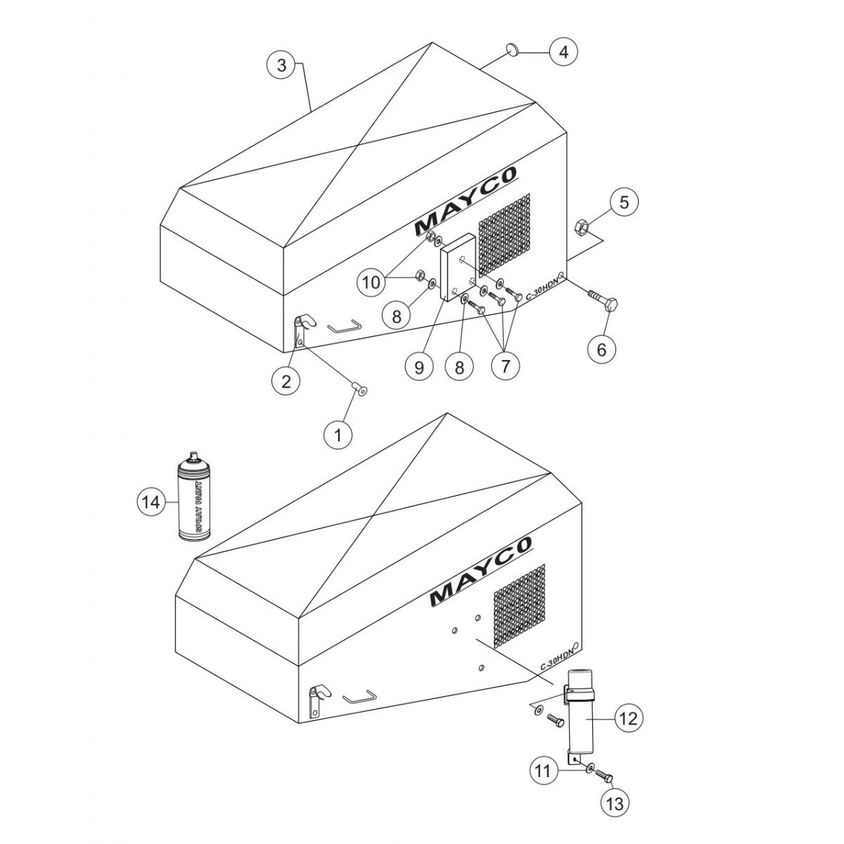 C30HDG Pump Hood Assembly Parts By Multiquip