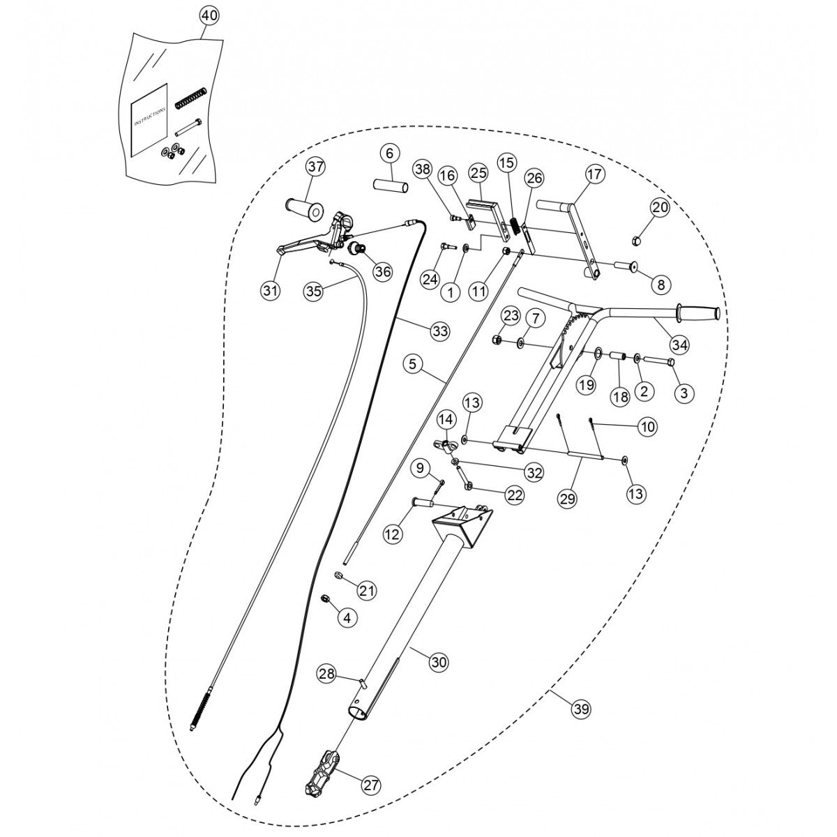CA4HC Foldable Quick Pitch Handle Assembly Parts by Multiquip Whiteman