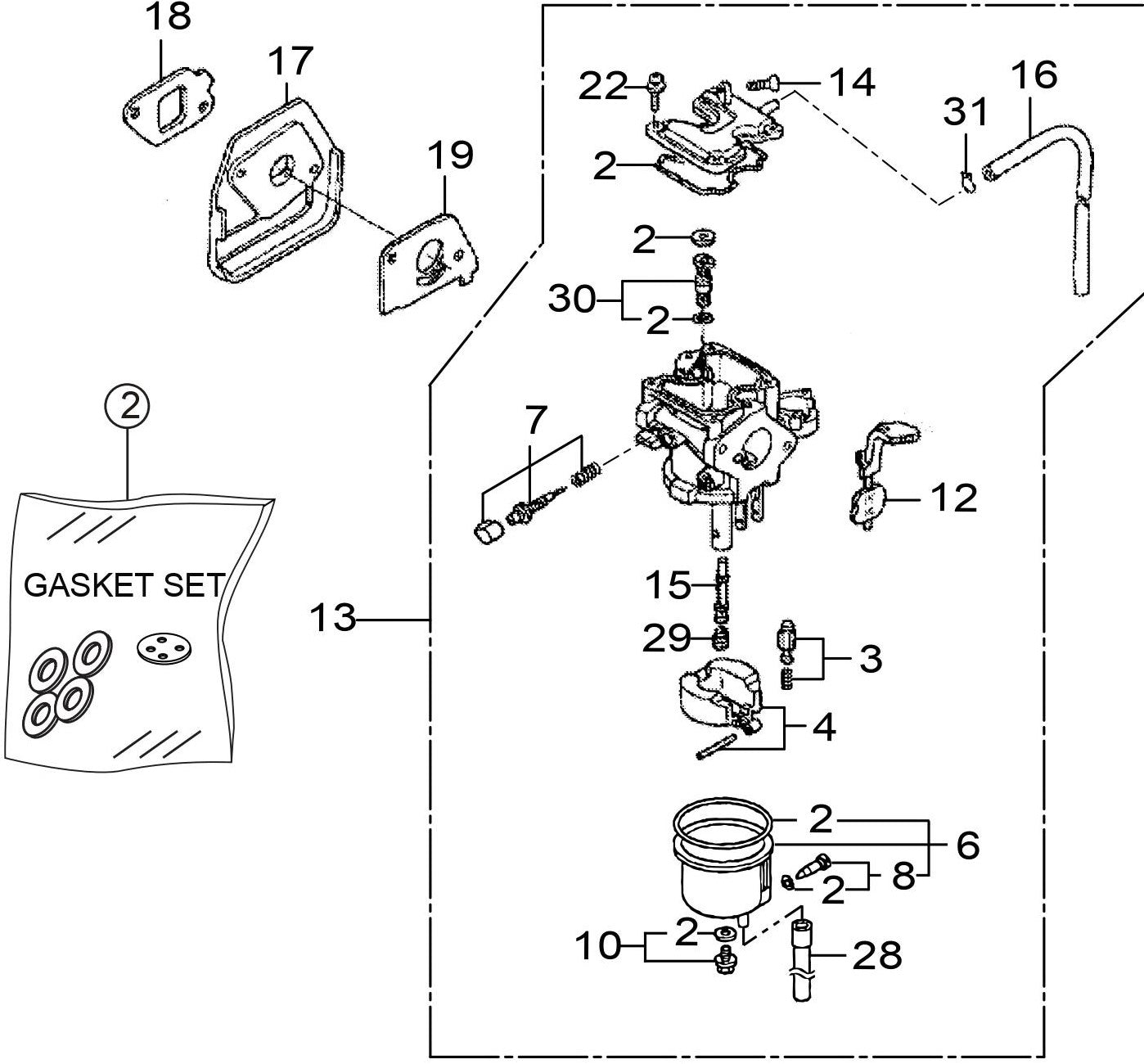 MTR40HF Honda GX100RTKRB6 Engine Carburetor Assembly Parts