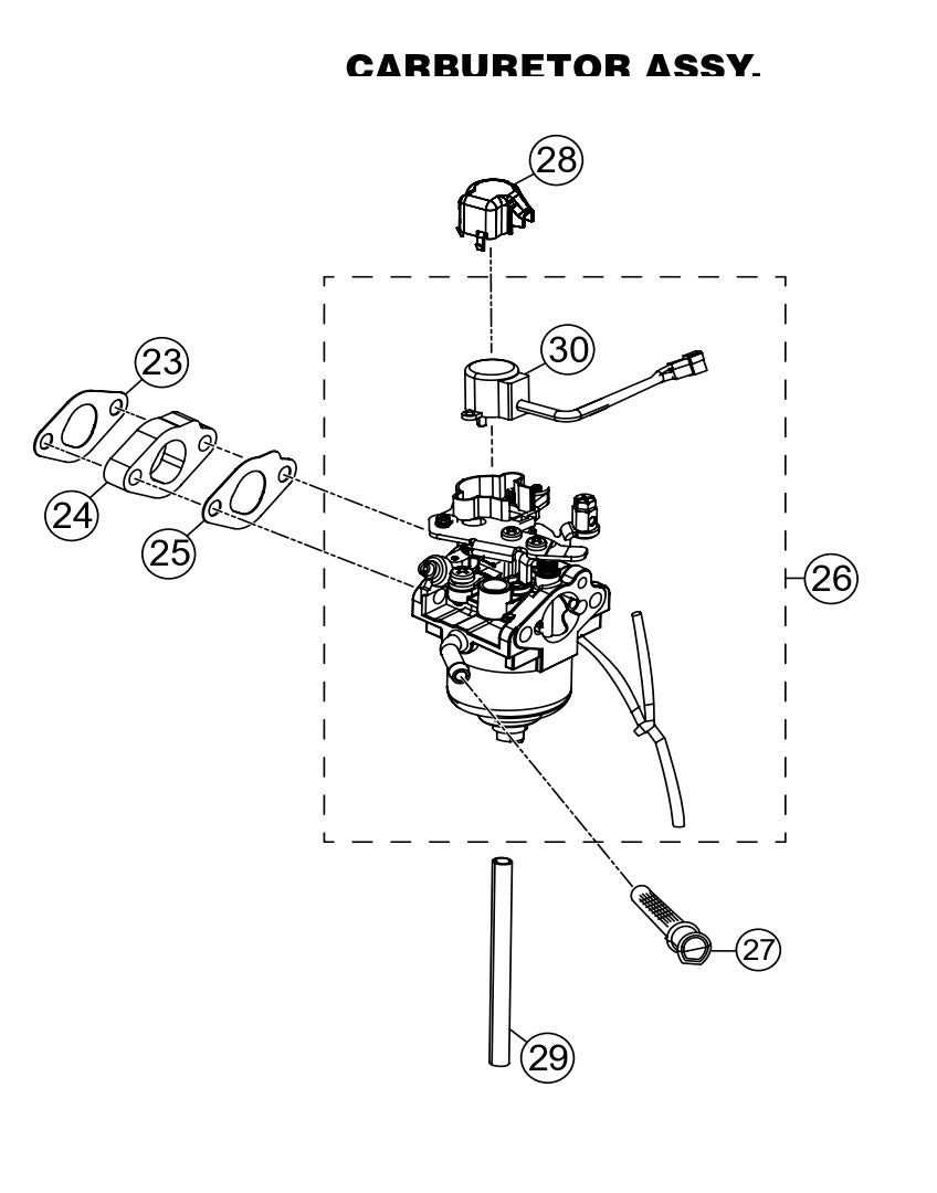 GBX4S, GBX8B GloBug Lighting Carburator Assembly Parts by Multiquip