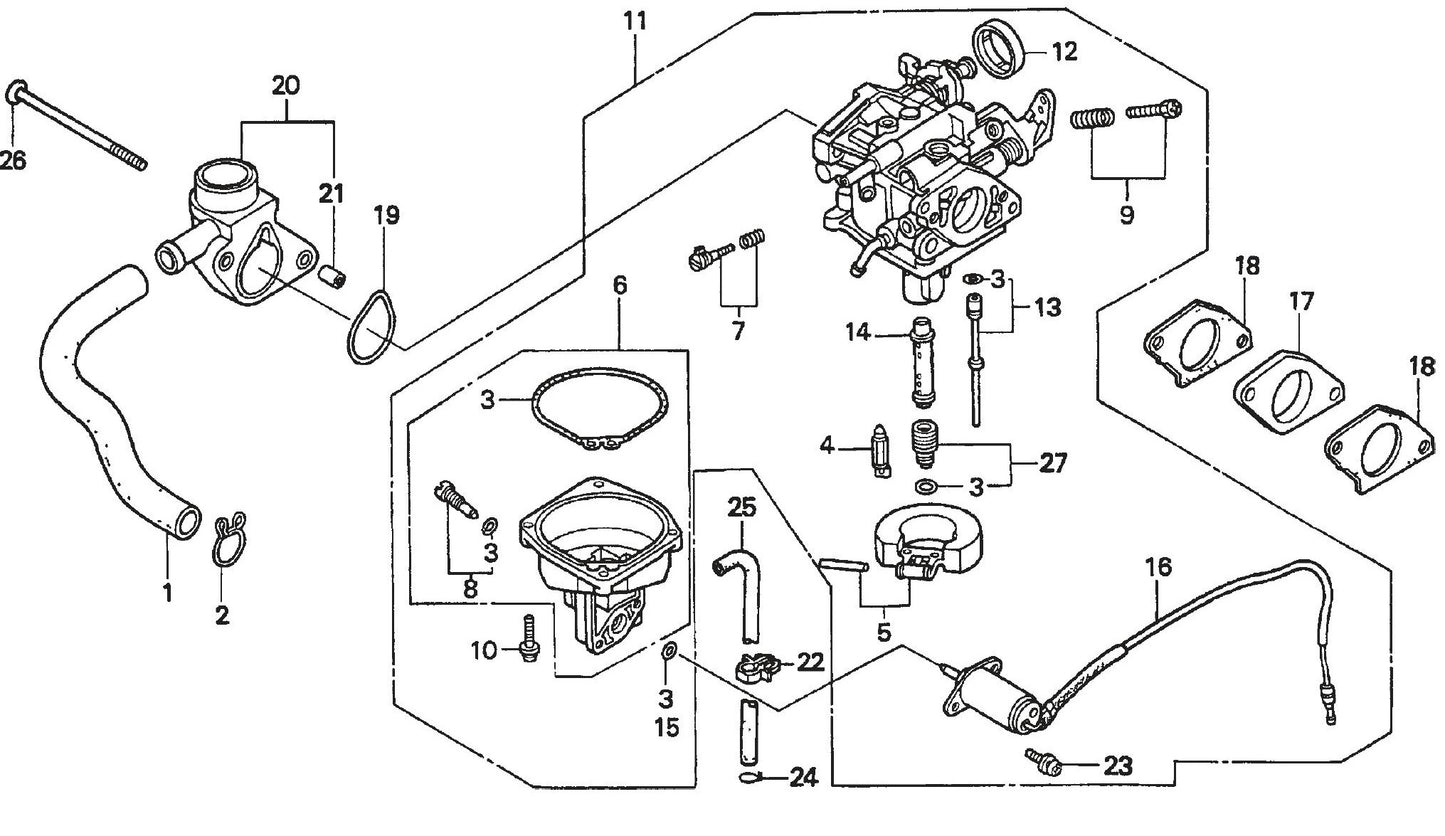 Honda GX620TXF2 Engine Carburetor Assembly Parts For SP2 CE13H20 SCE13H20 SCE20H20 By Multiquip