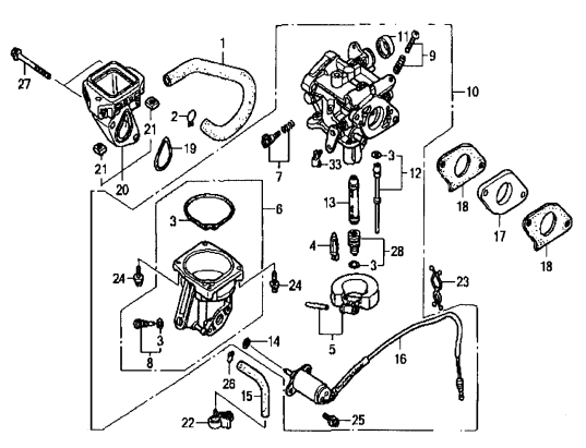 GA97HE GA9.7HE—HONDA GX610K1VD/U1VD ENGINE —Carburetor Assembly Parts By Multiquip
