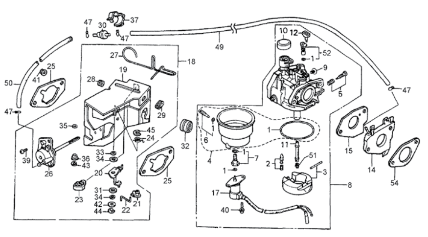GA6HB GA6HEB HONDA GX340R2EDE2/EDN2 Carburetor Assembly Parts By Multiquip