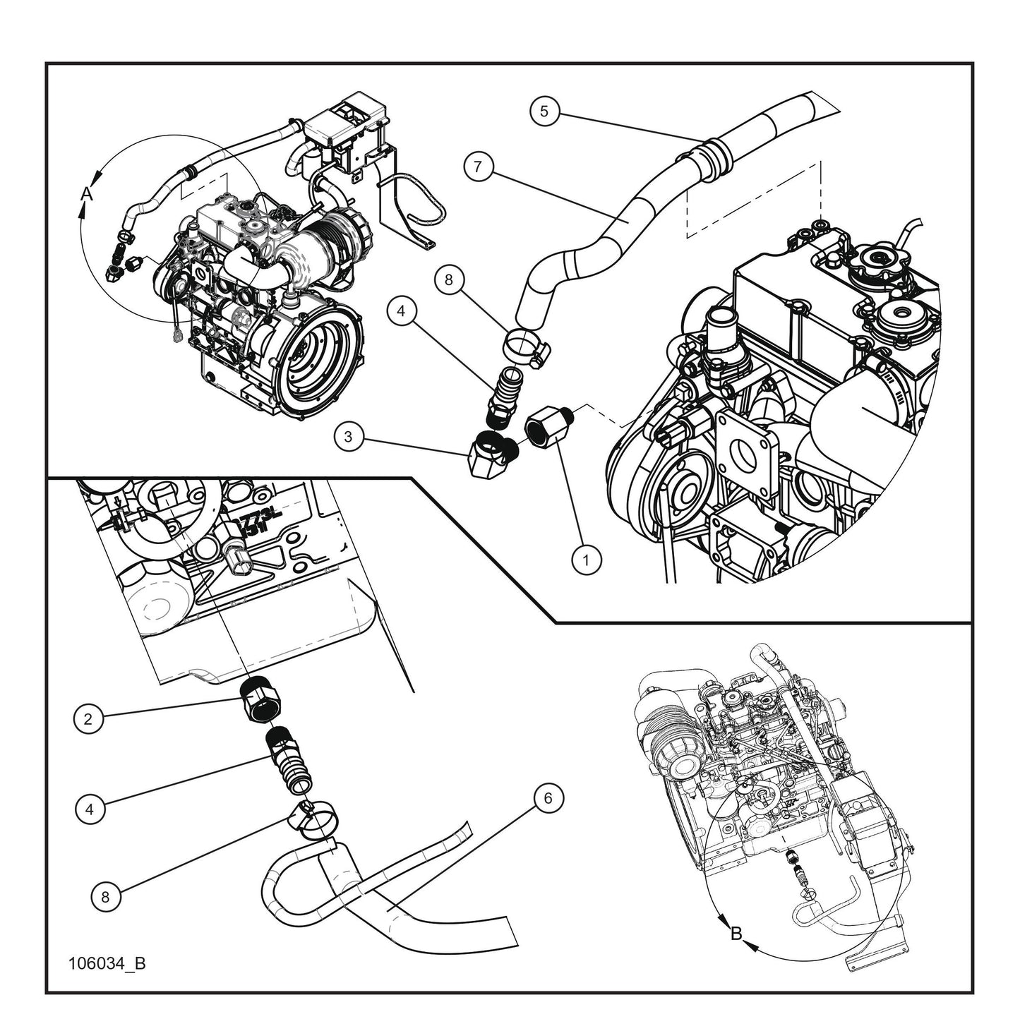 CAT C1.1 Diesel Block Heater Hose Group (Fig 2) Parts By Allmand