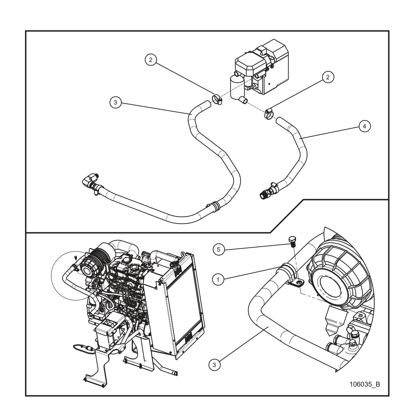CAT C1.5 Diesel Fired Block Heater Hoses (Fig 1) Parts By Allmand