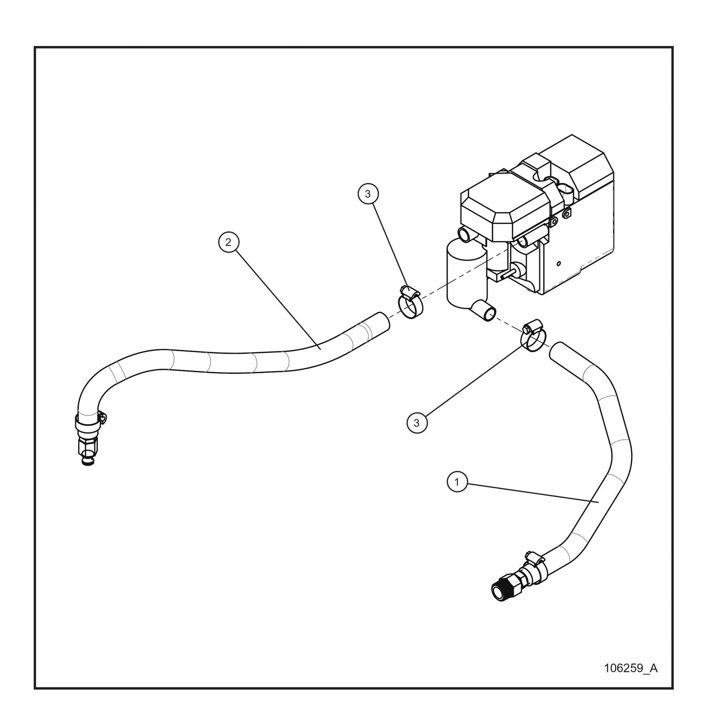 CAT C1.5 Turbo Diesel Fired Block Heater Hoses (Fig 1) Parts By Allmand