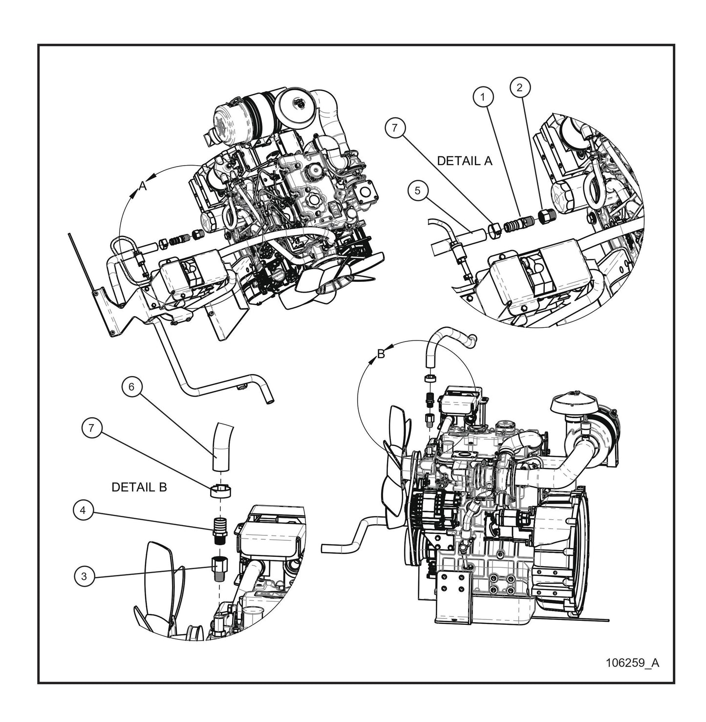 CAT C1.5 Turbo Diesel Fired Block Heater Hoses (Fig 2) Parts By Allmand