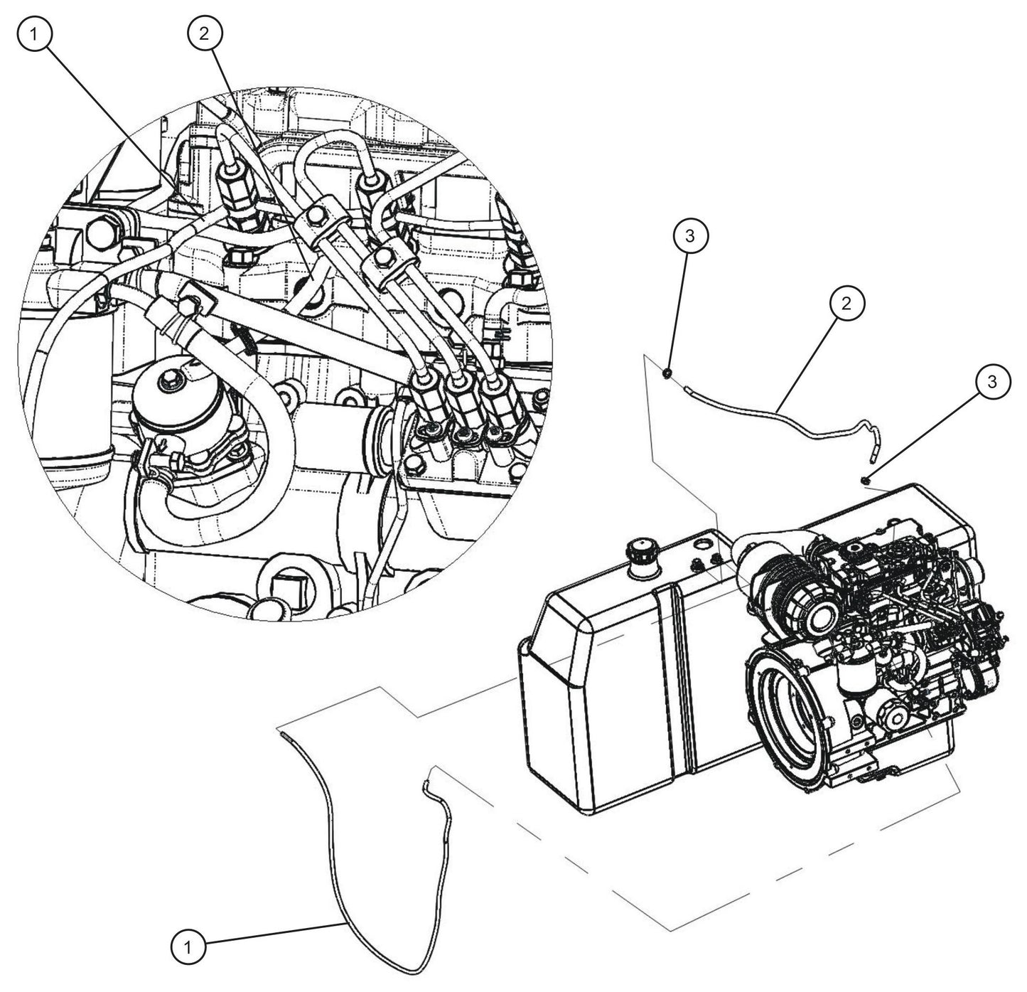 CE V-Series Night Lite Pro II CAT Fuel Line Parts By Allmand