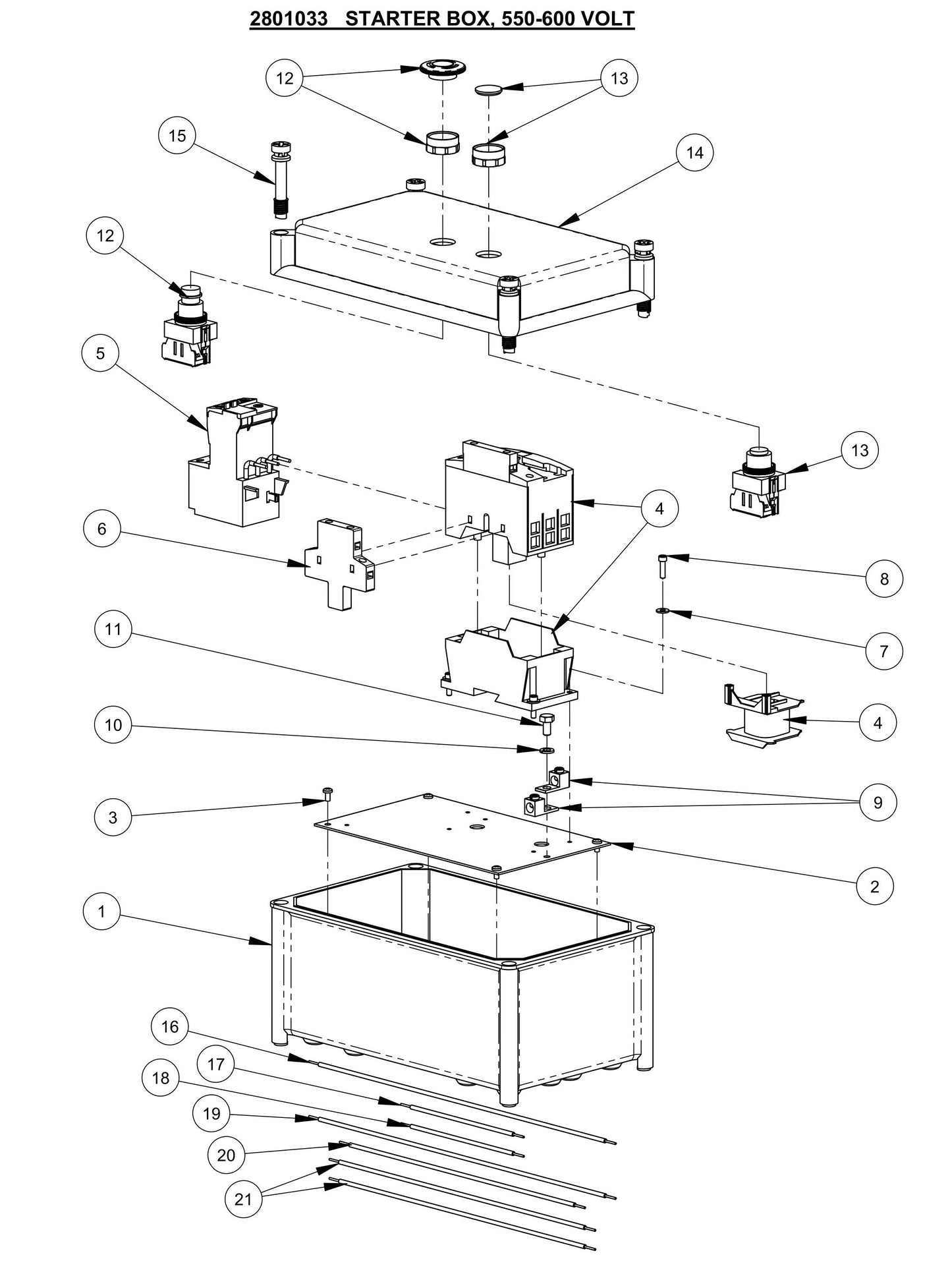CB15EXL Starter Box 550-600 Volt Fig 2 Assembly Parts