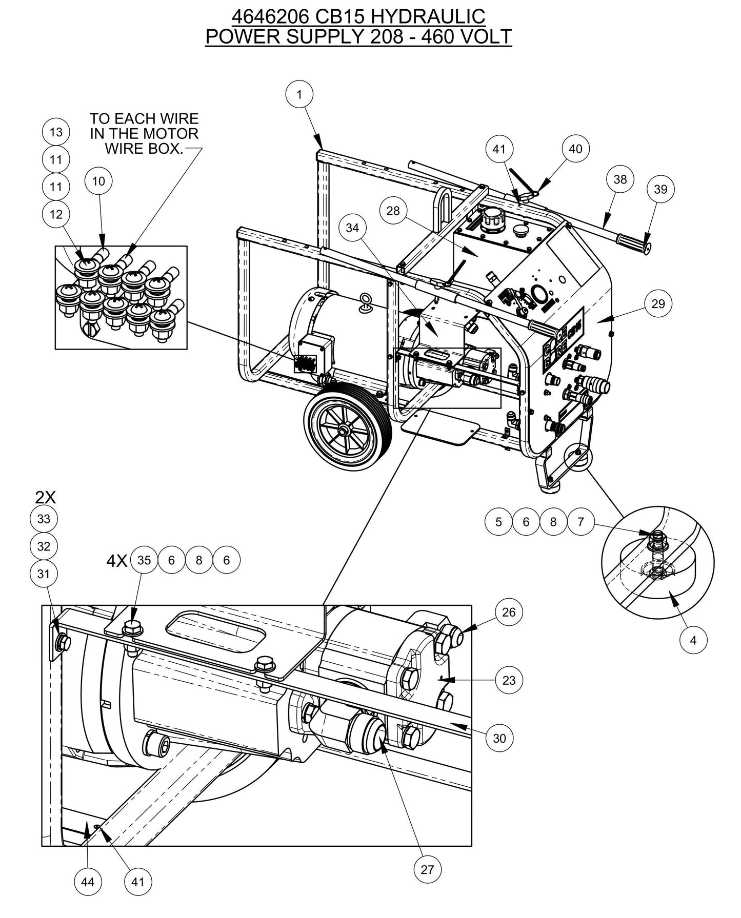 CB15EXL Hydraulic Power Supply 208-460 Volt Fig 2 Assembly Parts