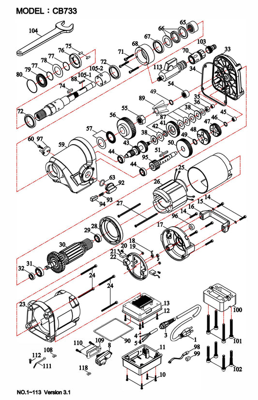 CB733 Complete Drill Motor Parts by Core Bore Diamond Products