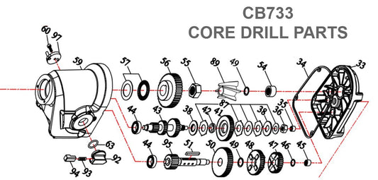 Gears, Shafts and Housing Parts for CB733 Core Drill by Core Bore Diamond Products