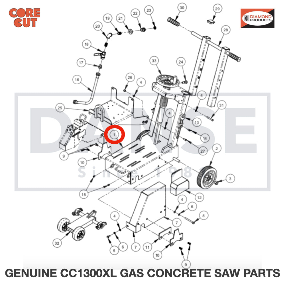 6048181 Frame Weldment (Regular Cut) fits Core Cut CC1300XL Concrete Floor Saw by Diamond Products