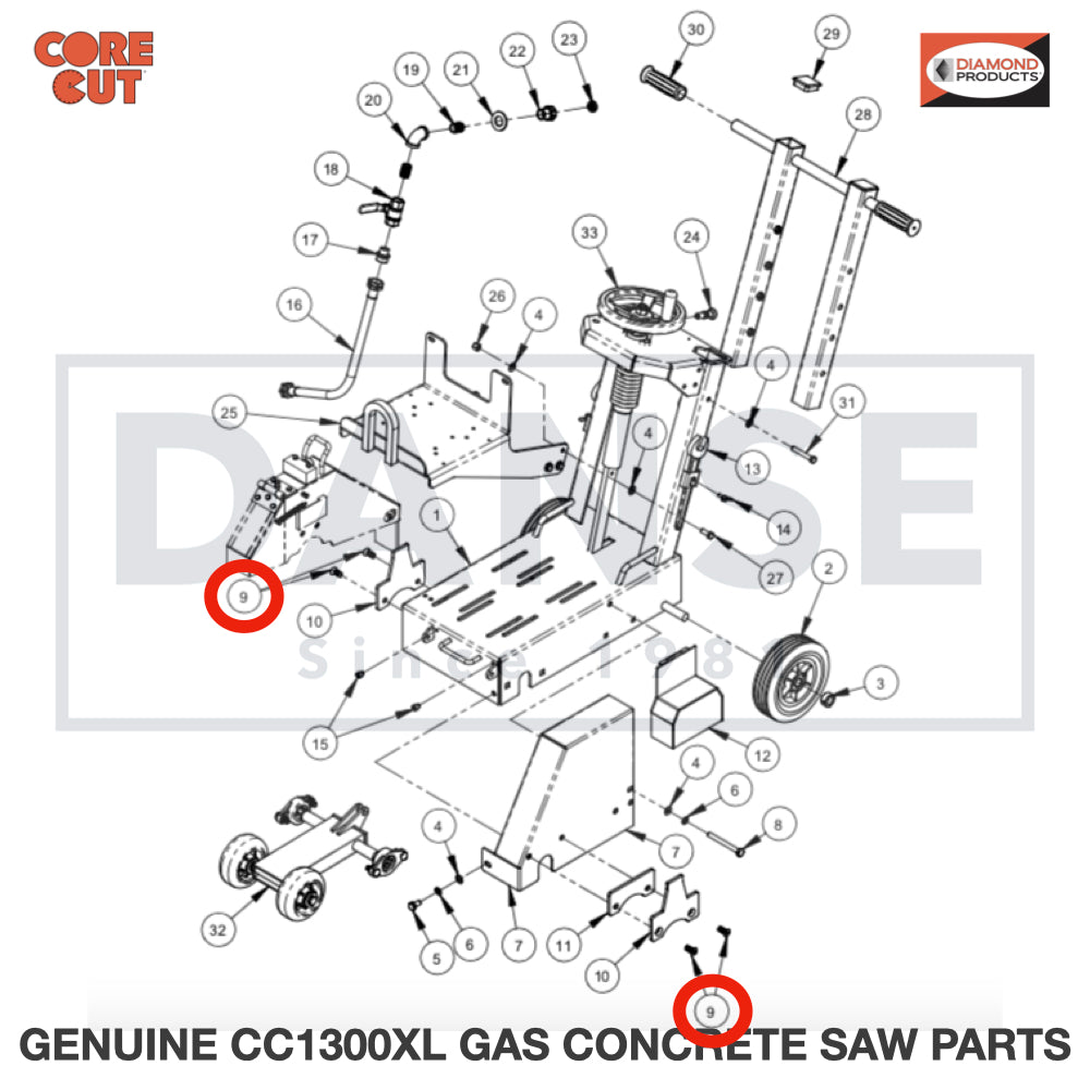 2900744 Capscrew, Flat Hd., M10 x 25mm fits Core Cut CC1300XL Concrete Floor Saw by Diamond Products