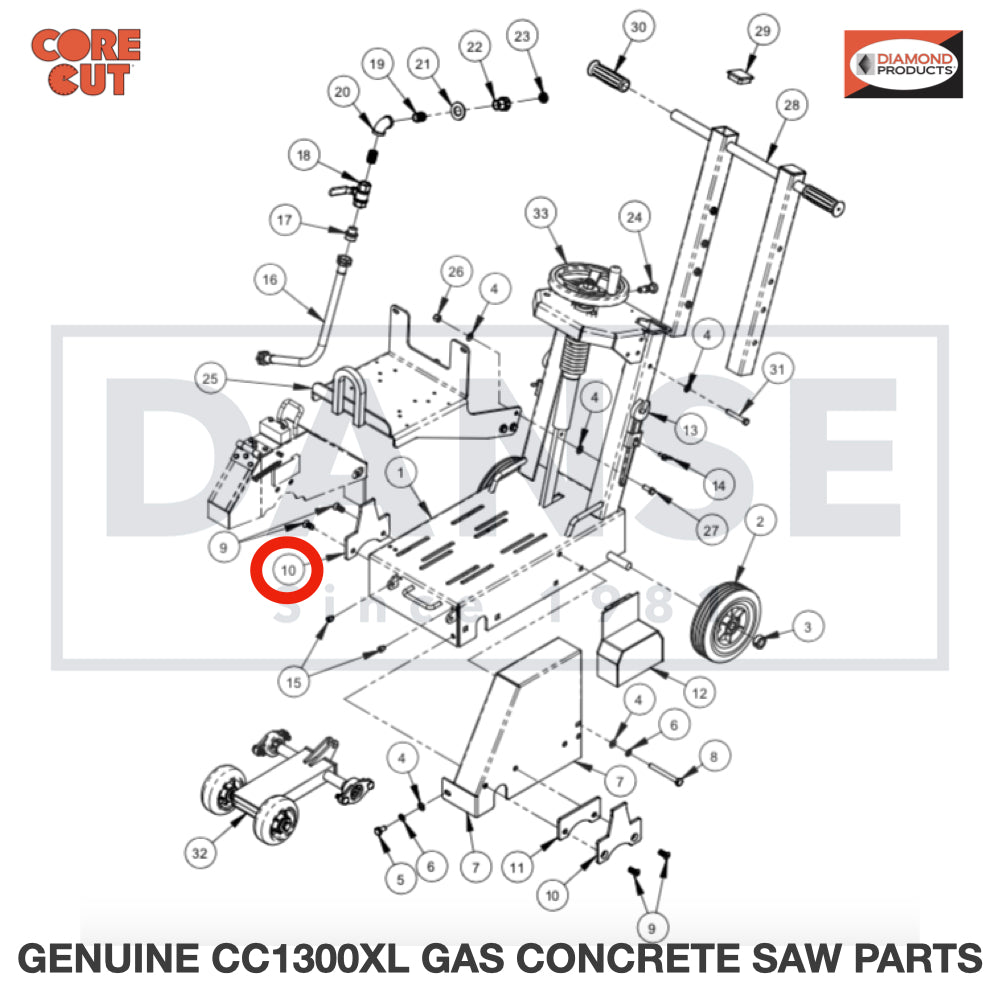 6049024 Tapered Guard Mount fits Core Cut CC1300XL Concrete Floor Saw by Diamond Products