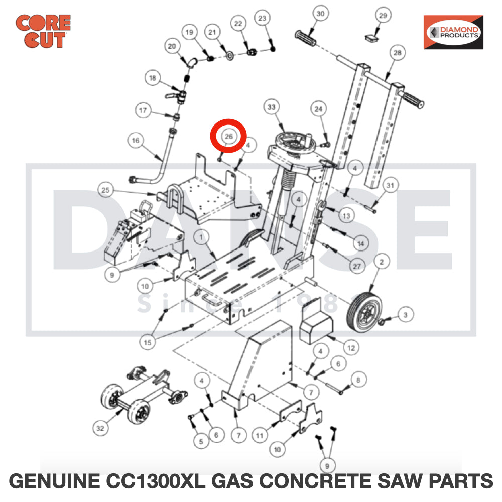 2900018 Locknut, 3/8-16, Nylon fits Core Cut CC1300XL Concrete Floor Saw by Diamond Products