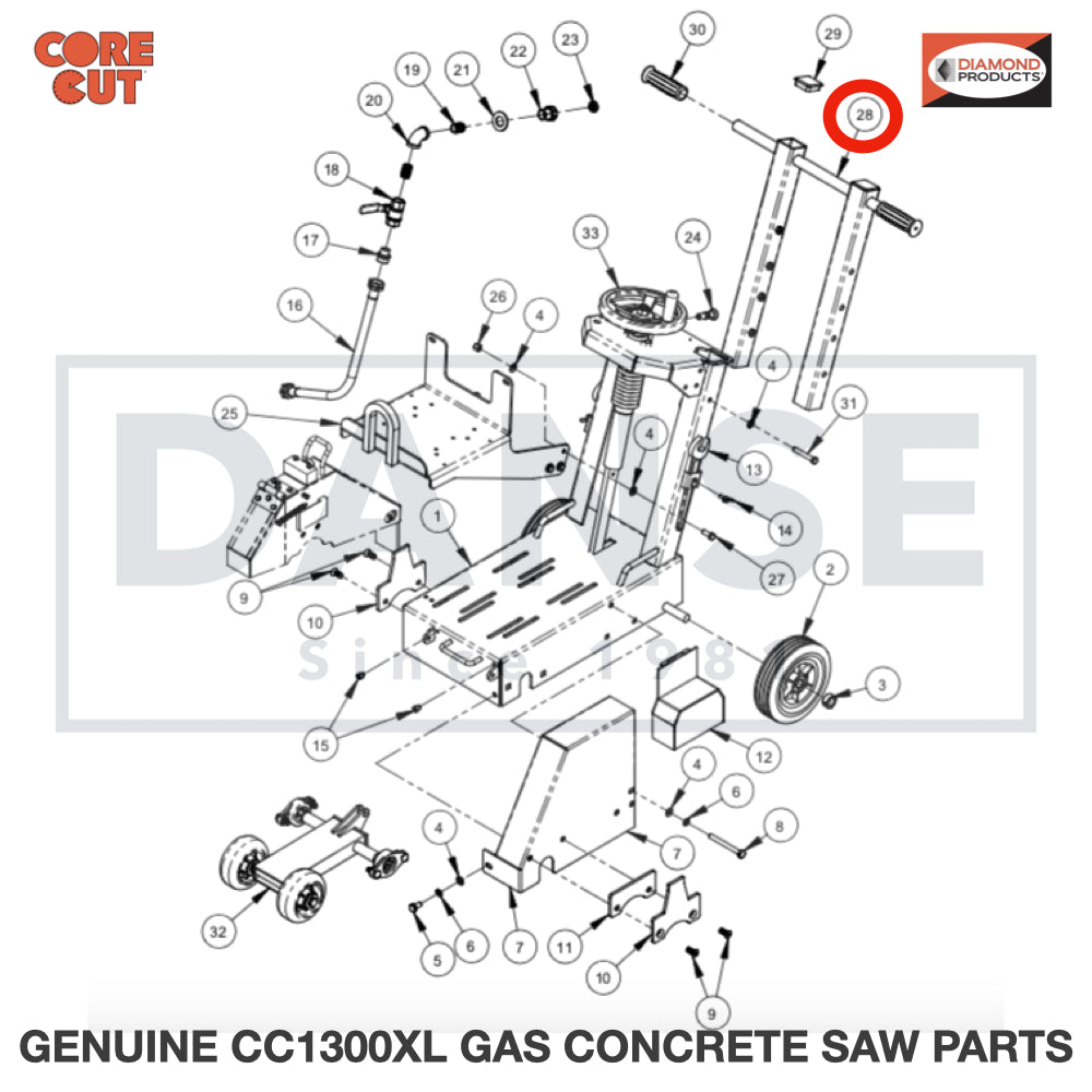 6040213 Sliding Handle Weldment fits Core Cut CC1300XL Concrete Floor Saw by Diamond Products