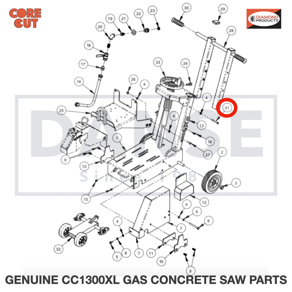 2900596 Cap Screw, Hex Hd., 3/8-16 x 2-1/2" fits Core Cut CC1300XL Concrete Floor Saw by Diamond Products